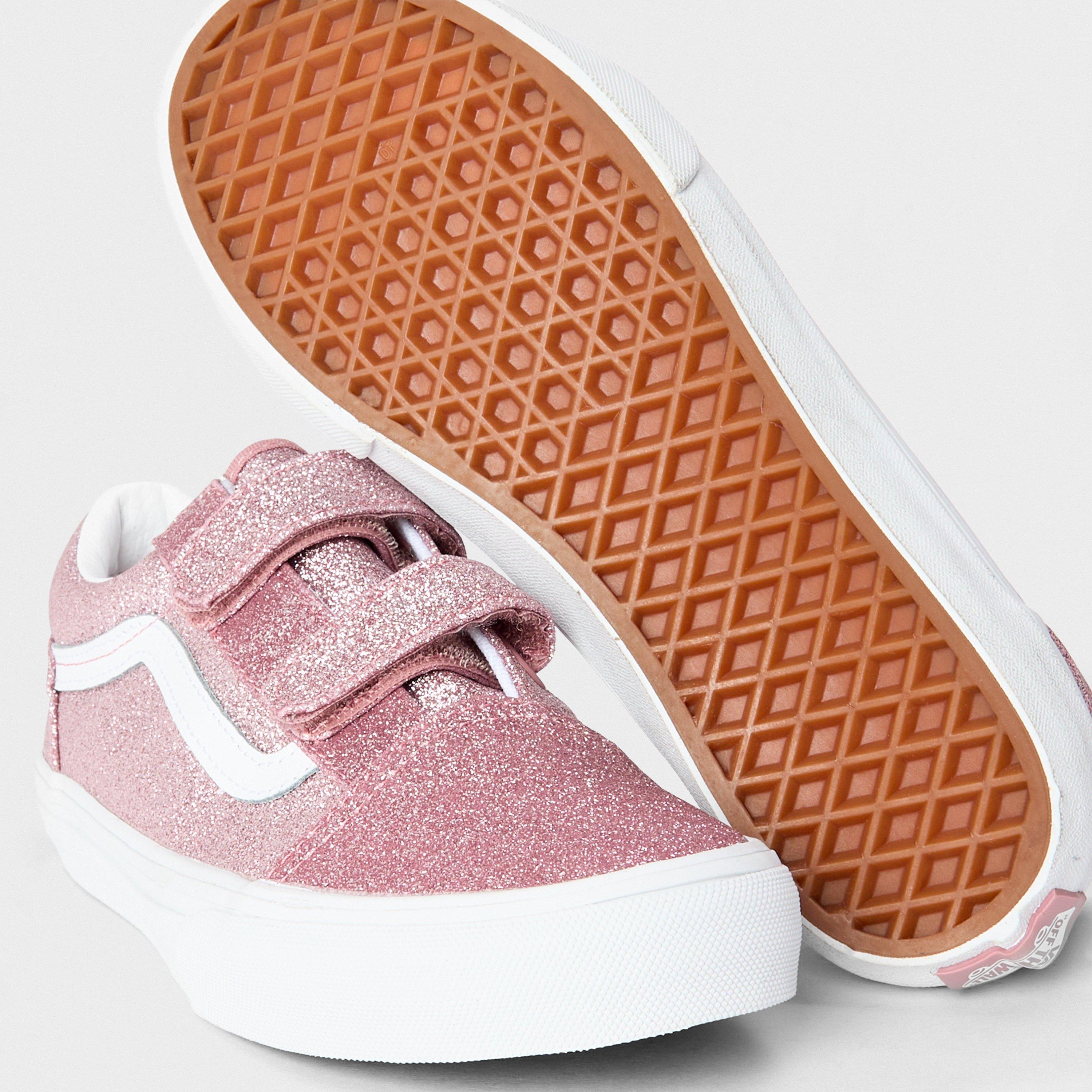 Rose Gold - Vans - Unisex Kids' Old Skool V Glitter Rose Gold Canvas Trainers - 3