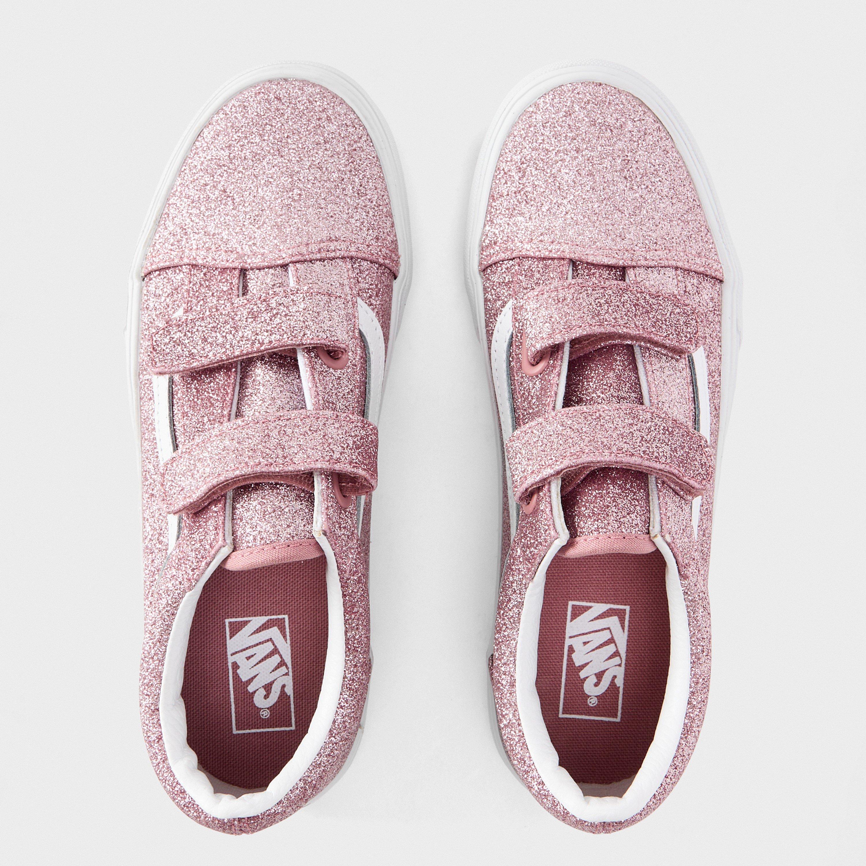Rose Gold - Vans - Unisex Kids' Old Skool V Glitter Rose Gold Canvas Trainers - 4