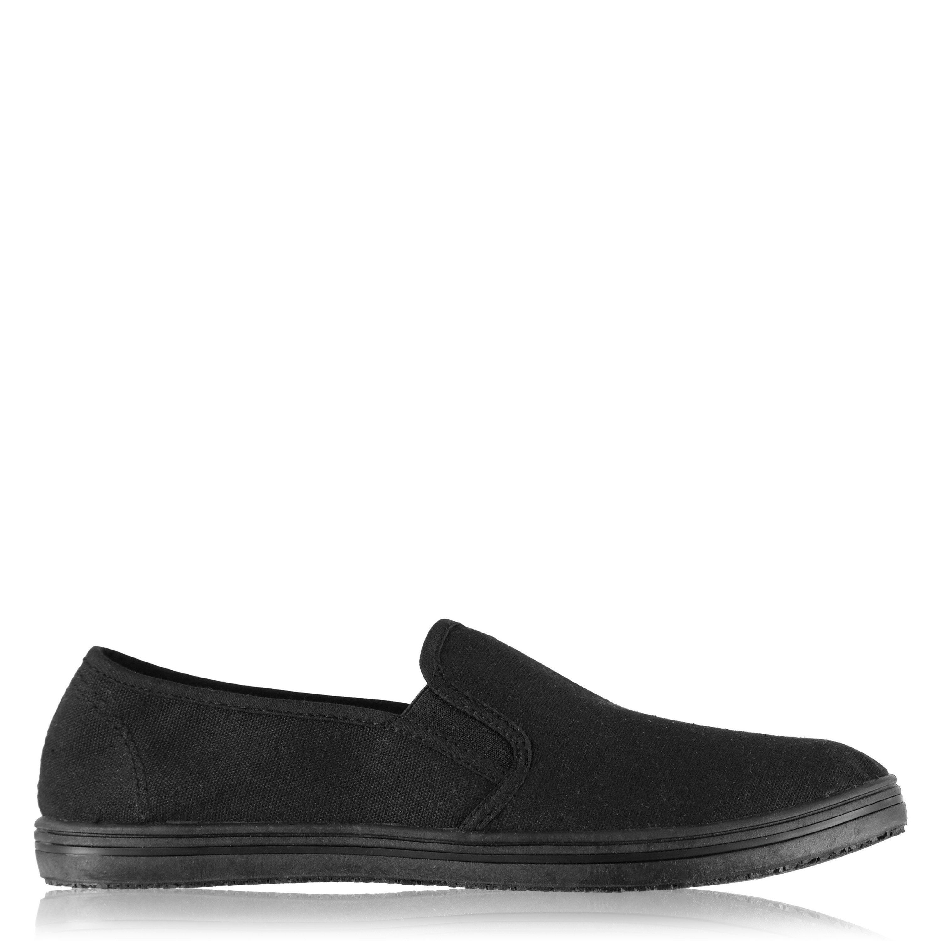 Mens black slip on canvas shoes online