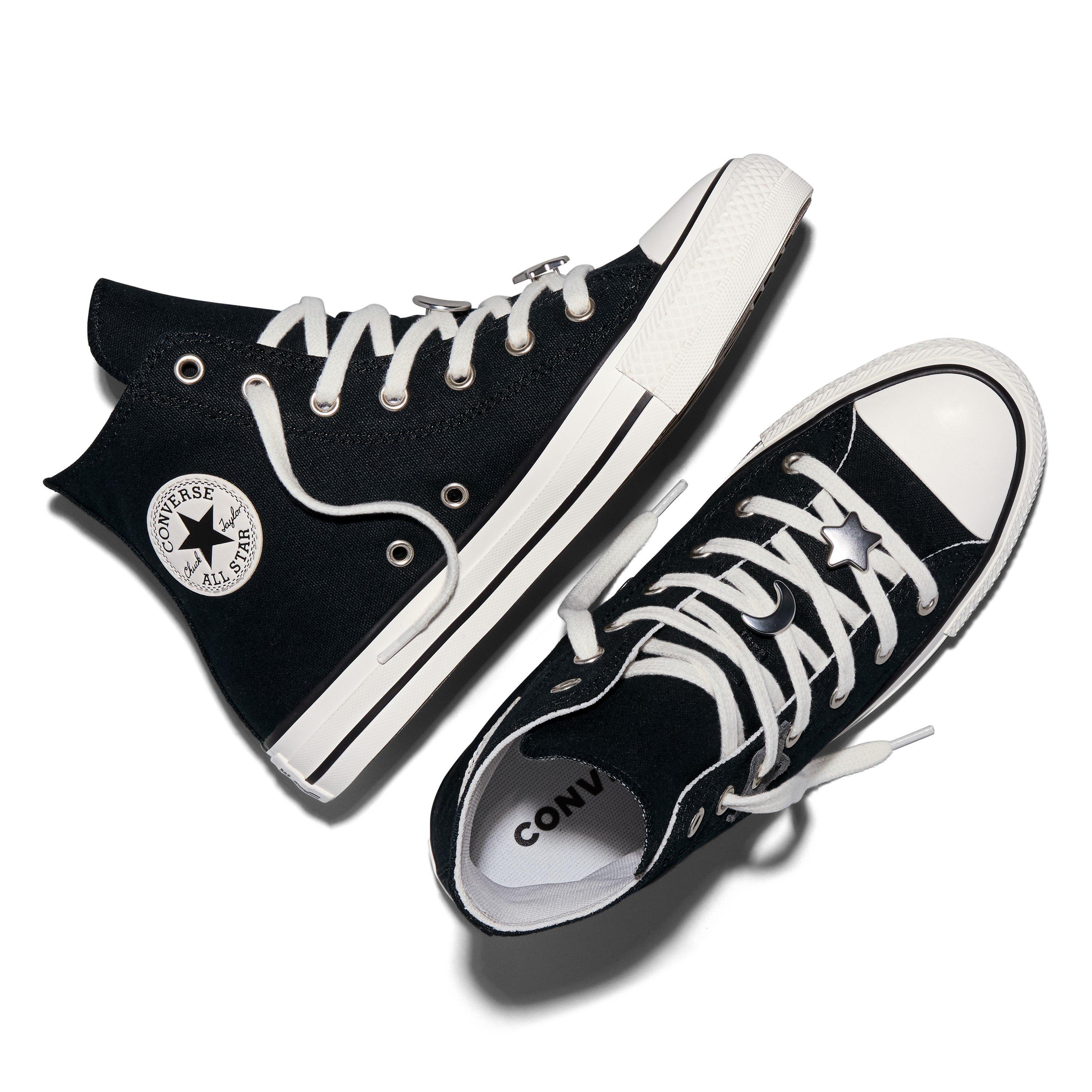 Black/Wht/Slvr - Converse - Kids' Chuck Taylor All Star Canvas High-Top Trainers - 4