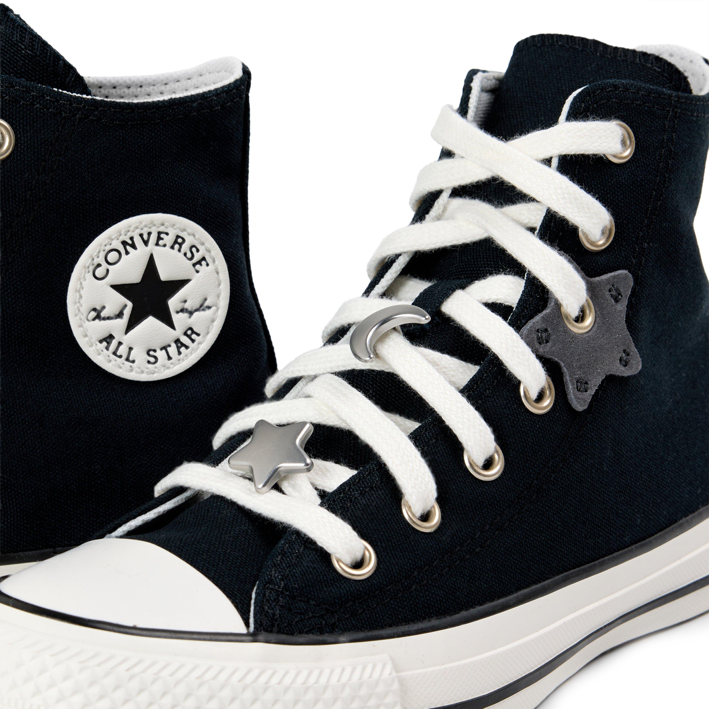Black/Wht/Slvr - Converse - Kids' Chuck Taylor All Star Canvas High-Top Trainers - 5