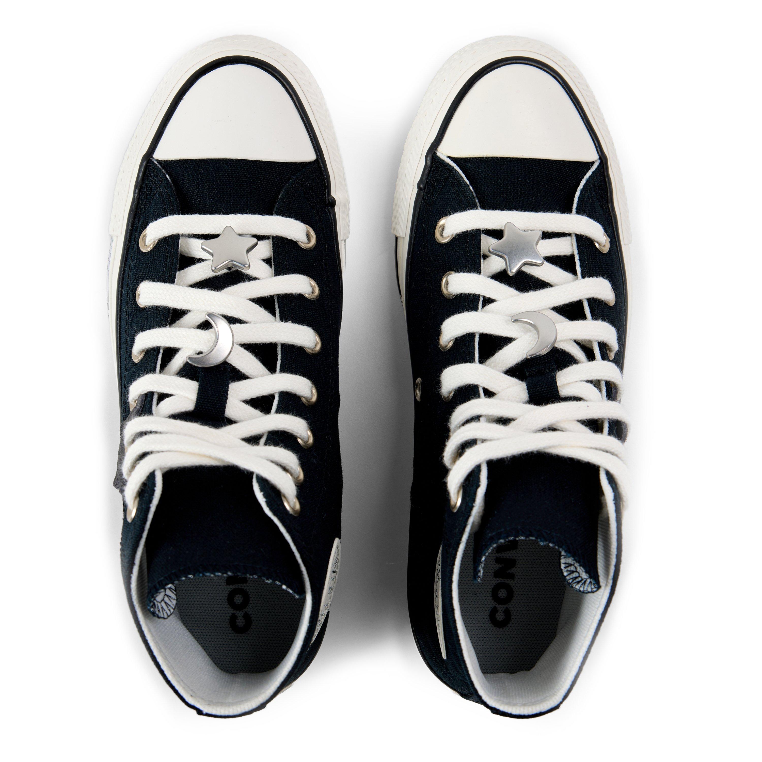 Black/Wht/Slvr - Converse - Kids' Chuck Taylor All Star Canvas High-Top Trainers - 6