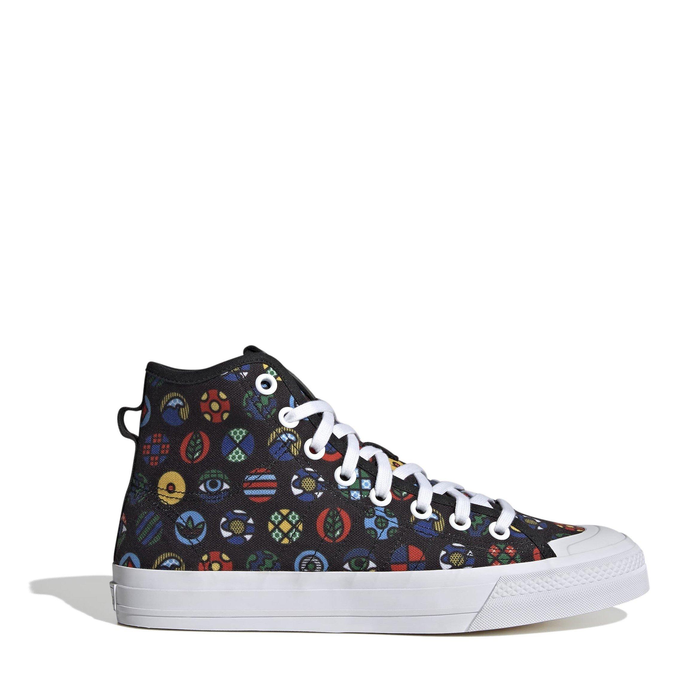 Black/Wht/M - adidas Originals - Kids' Nizza Hi Canvas High-Top Trainers - 1