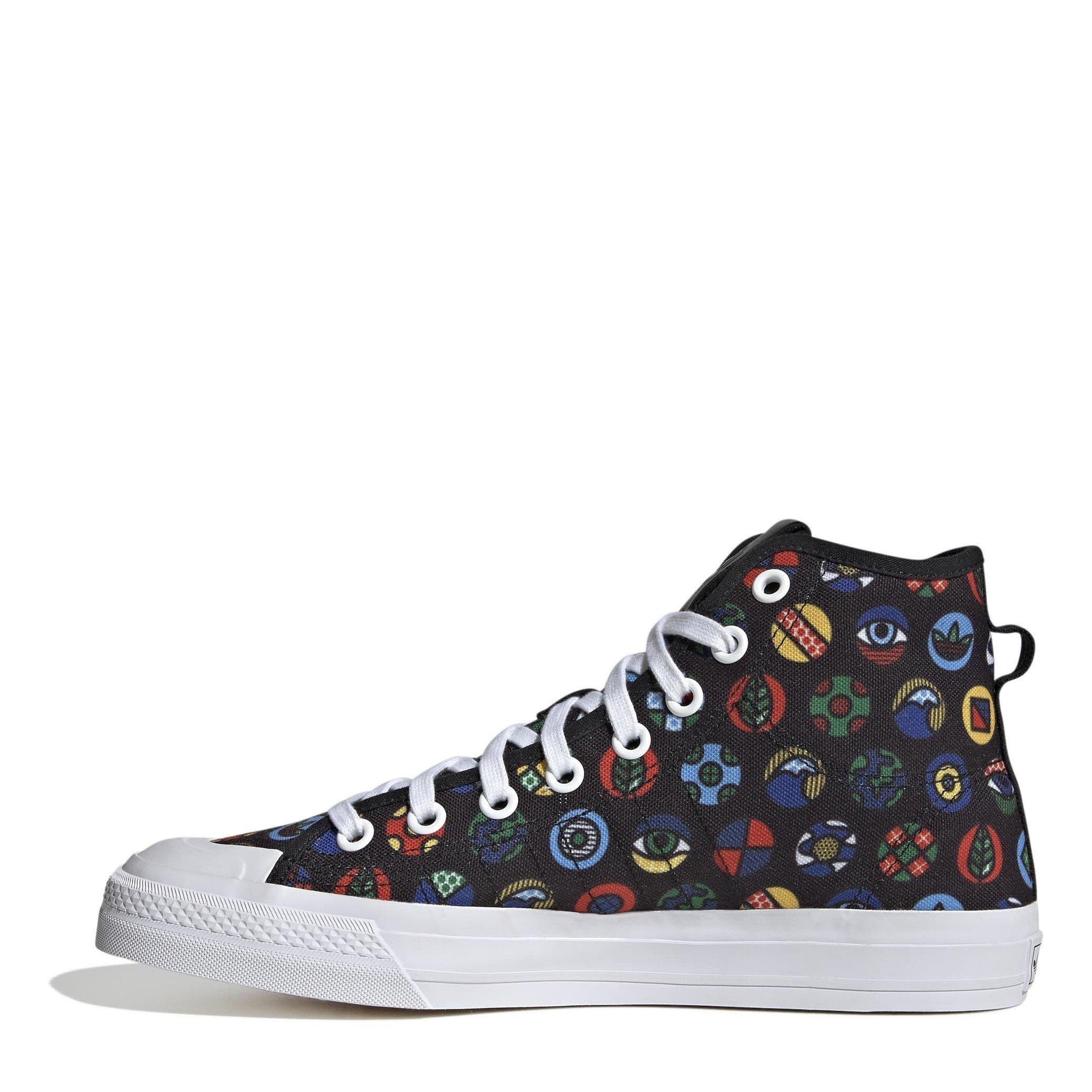 Black/Wht/M - adidas Originals - Kids' Nizza Hi Canvas High-Top Trainers - 2