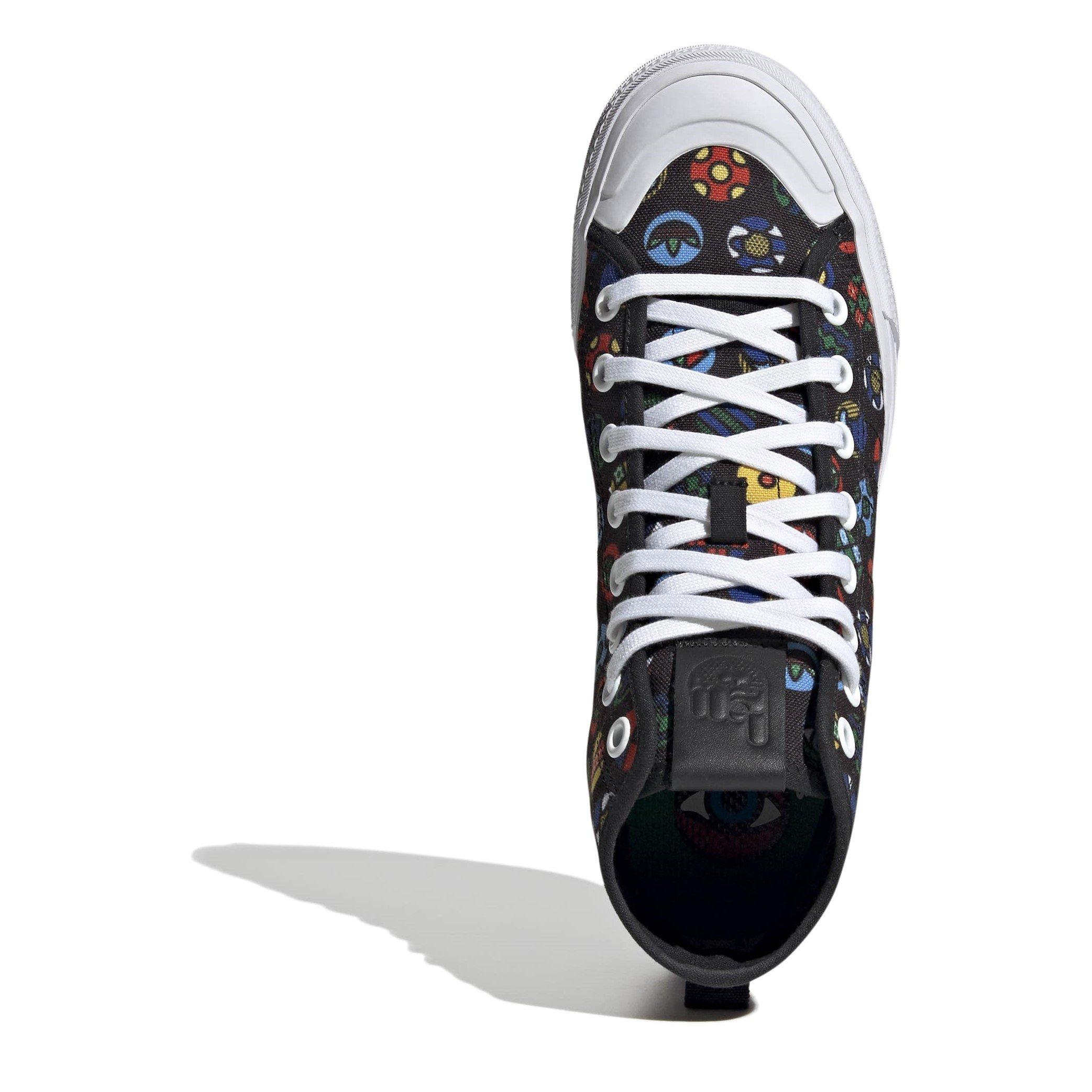 Black/Wht/M - adidas Originals - Kids' Nizza Hi Canvas High-Top Trainers - 5