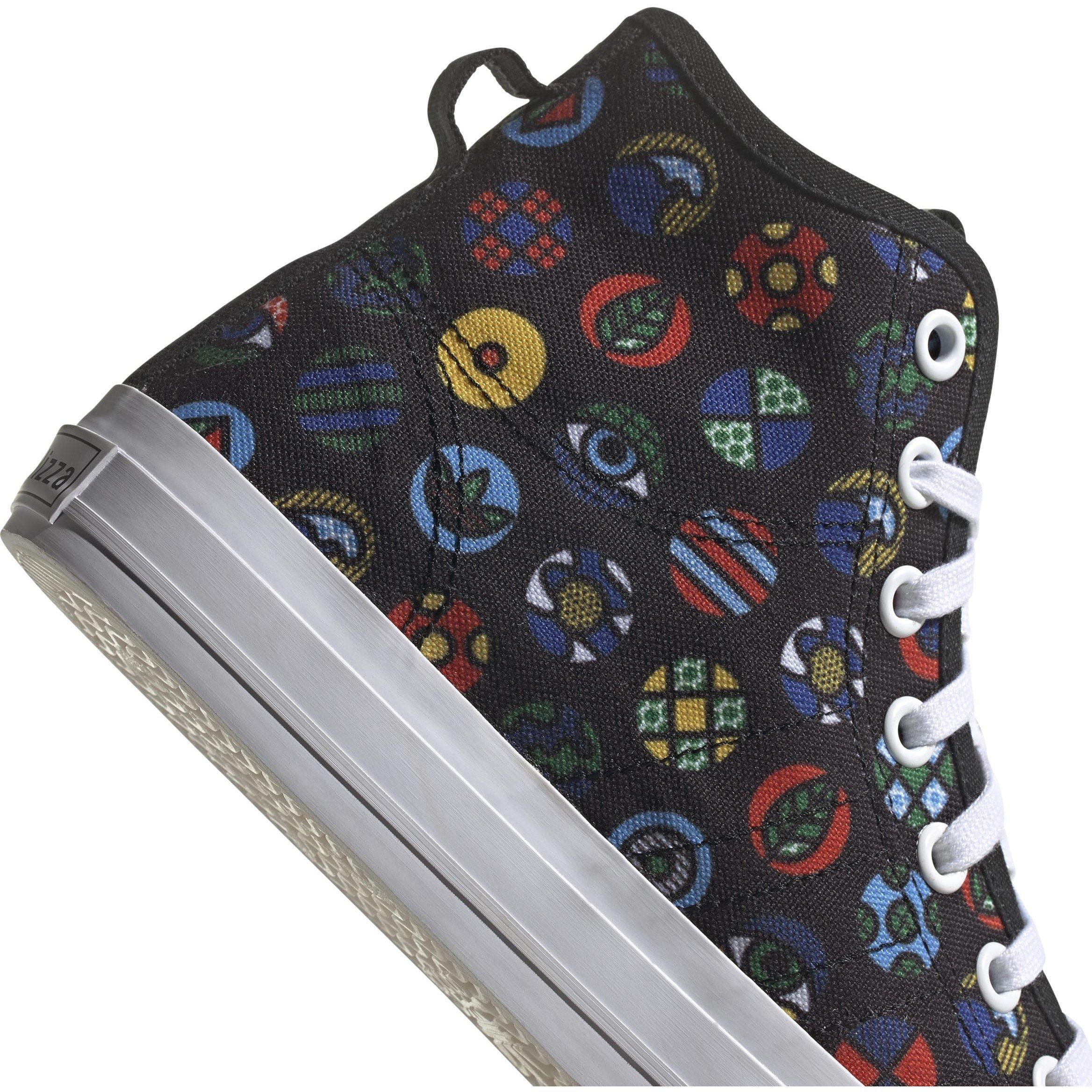 Black/Wht/M - adidas Originals - Kids' Nizza Hi Canvas High-Top Trainers - 8