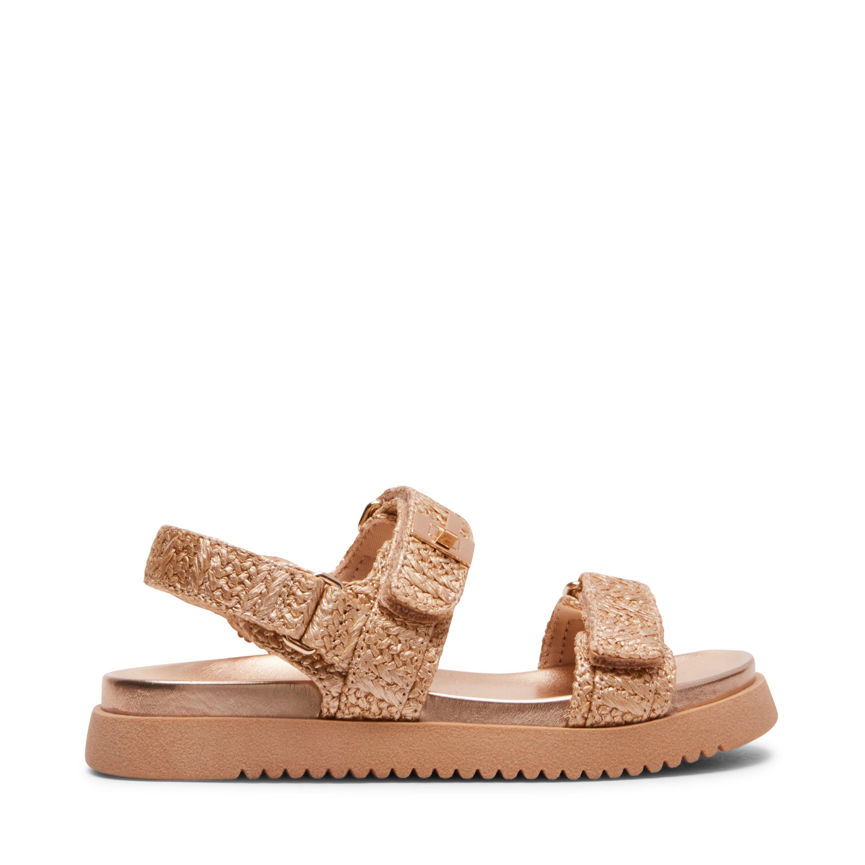 Steve Madden Girls Kids' Flat Sandals - Gold Raffia - C13 (32)