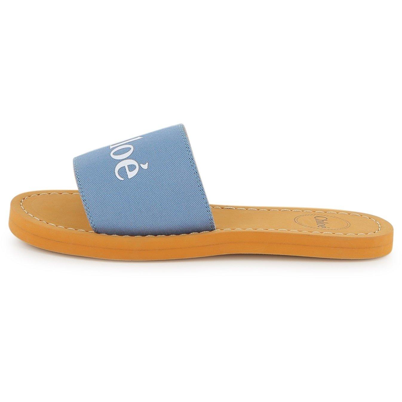 Chloe Kids' Flat Sandals - Denim Blue - Size 5 (38)