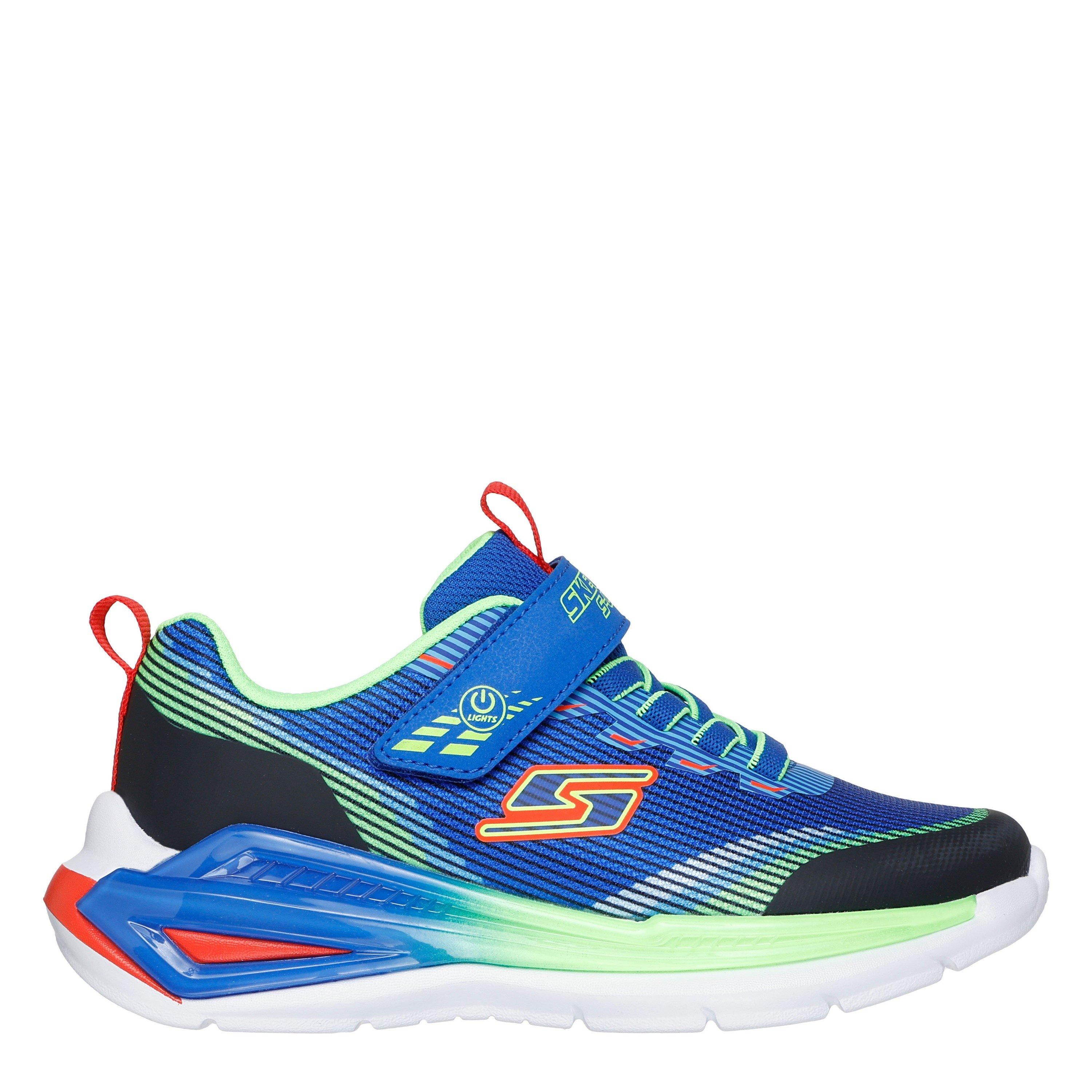 Blue/Multi - Skechers - Lighted Gore & Strap Sneaker W Mids Light Up Trainers Boys - 3