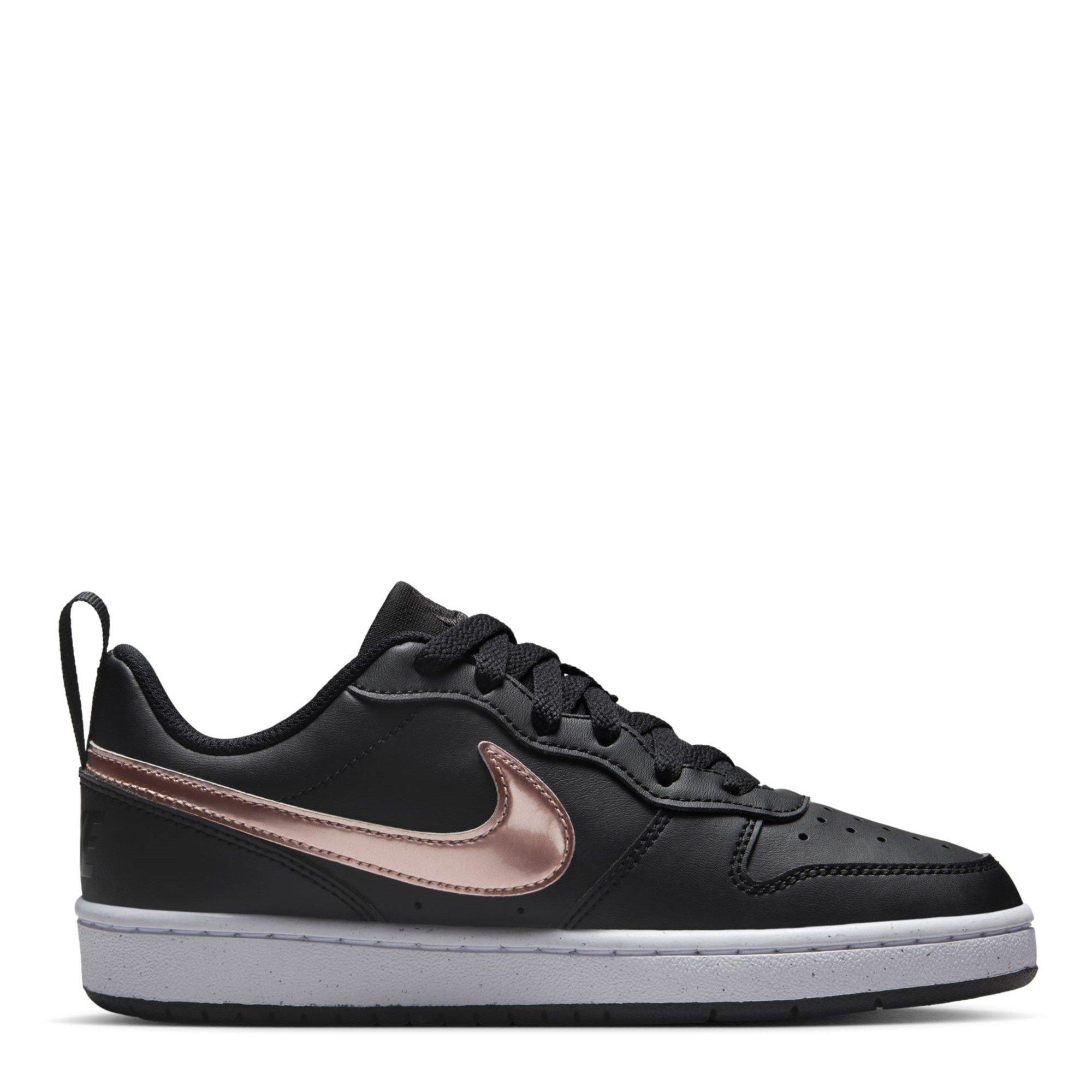 Nike Girls Court Borough Low 2 Se Big Kids' Shoes - Black/Bronze - 5.5 (38.5)
