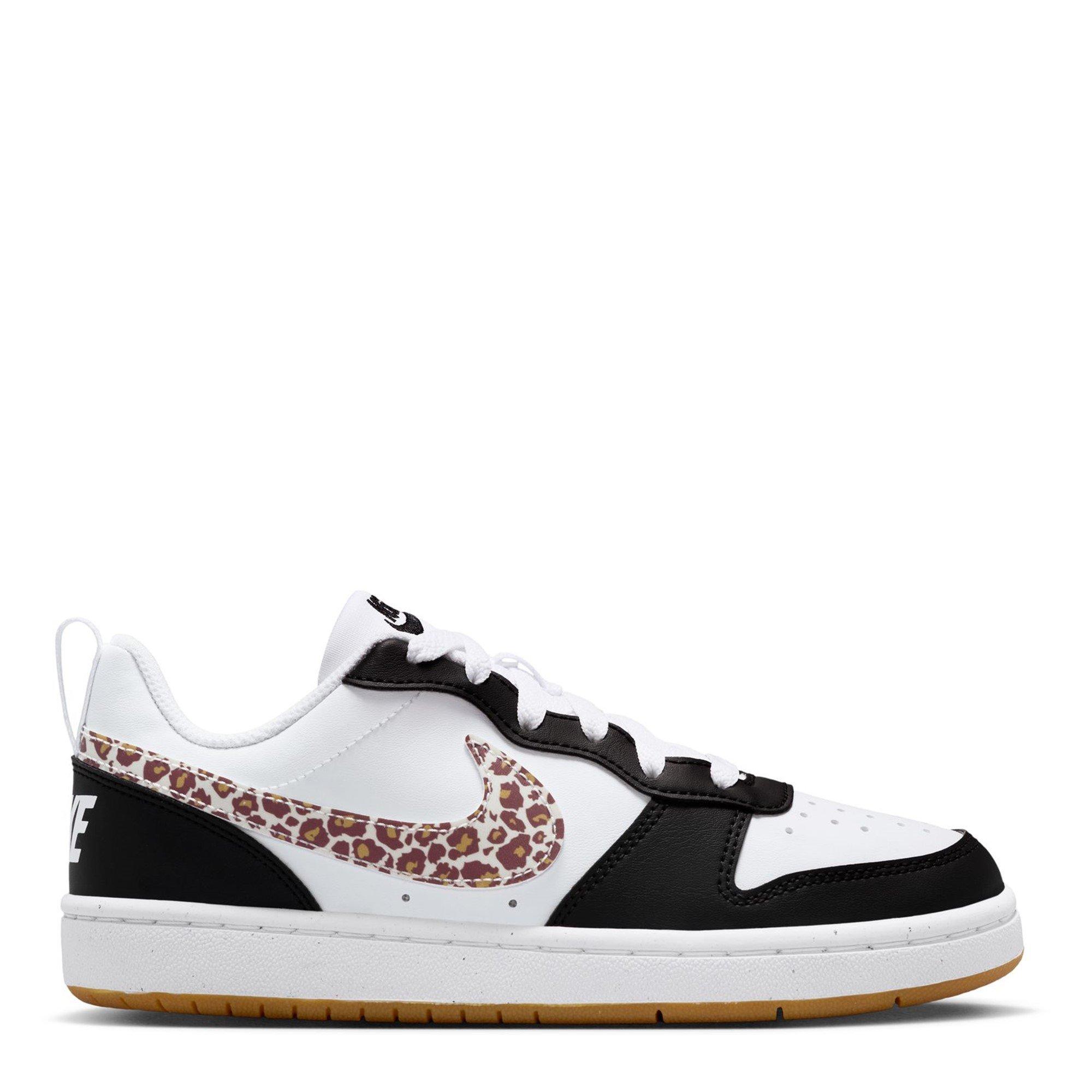 Nike Girls Court Borough Low 2 Se Big Kids' Shoes - Black/Leopard - 4 (36.5)