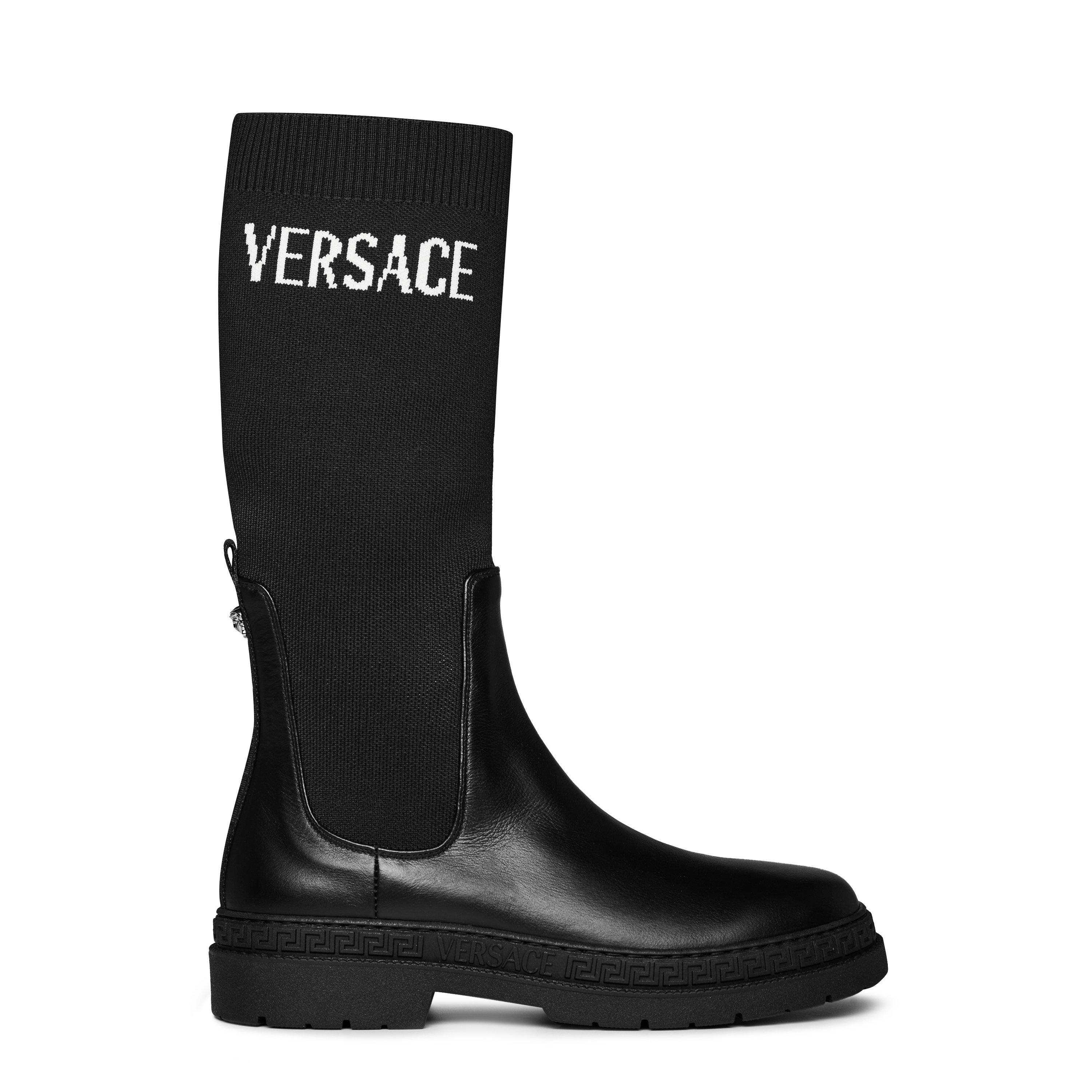 Blk/Wht 5B04P - Versace - Logo Boots Juniors - 1