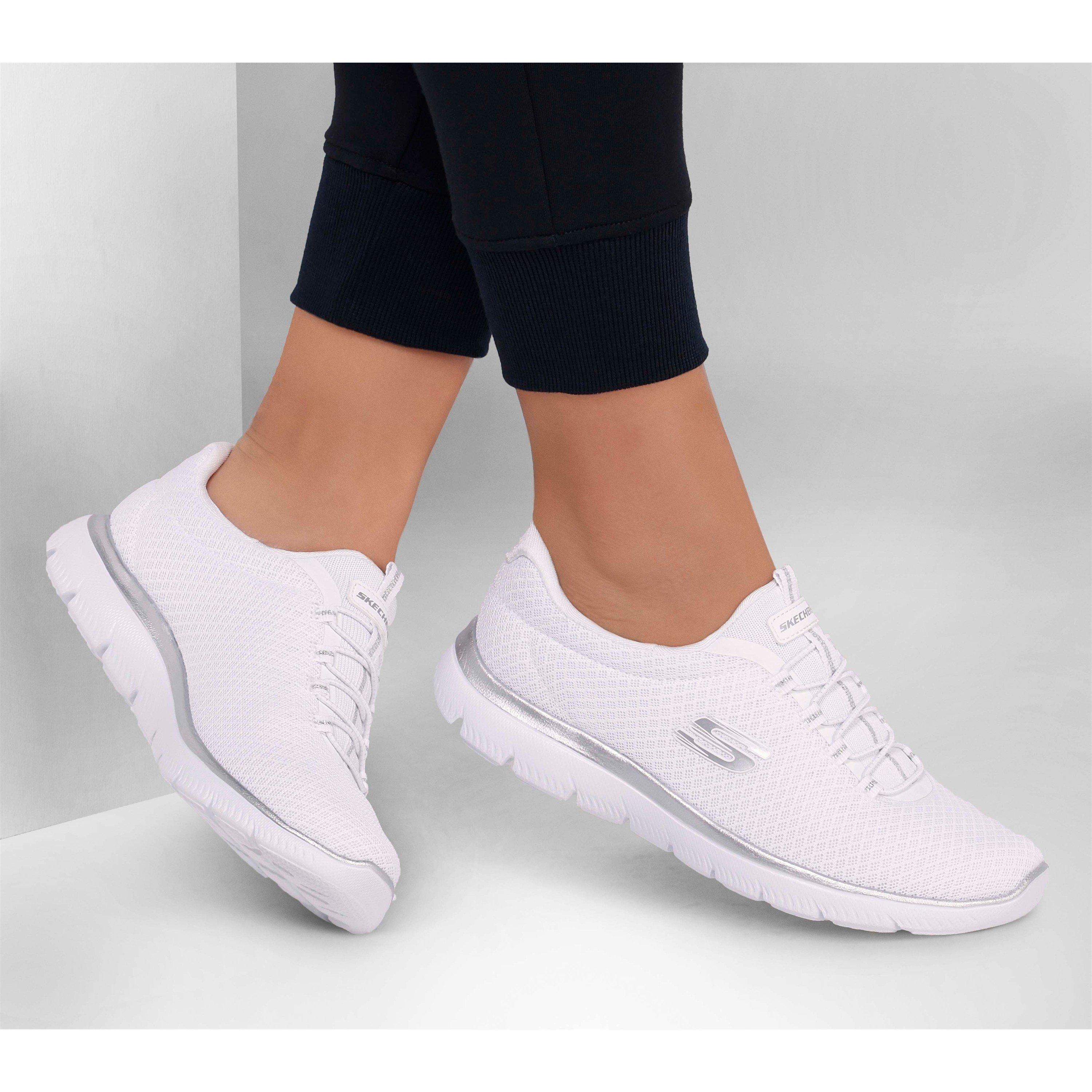 White/Silver - Skechers - Kids' Slip On Runners - 3