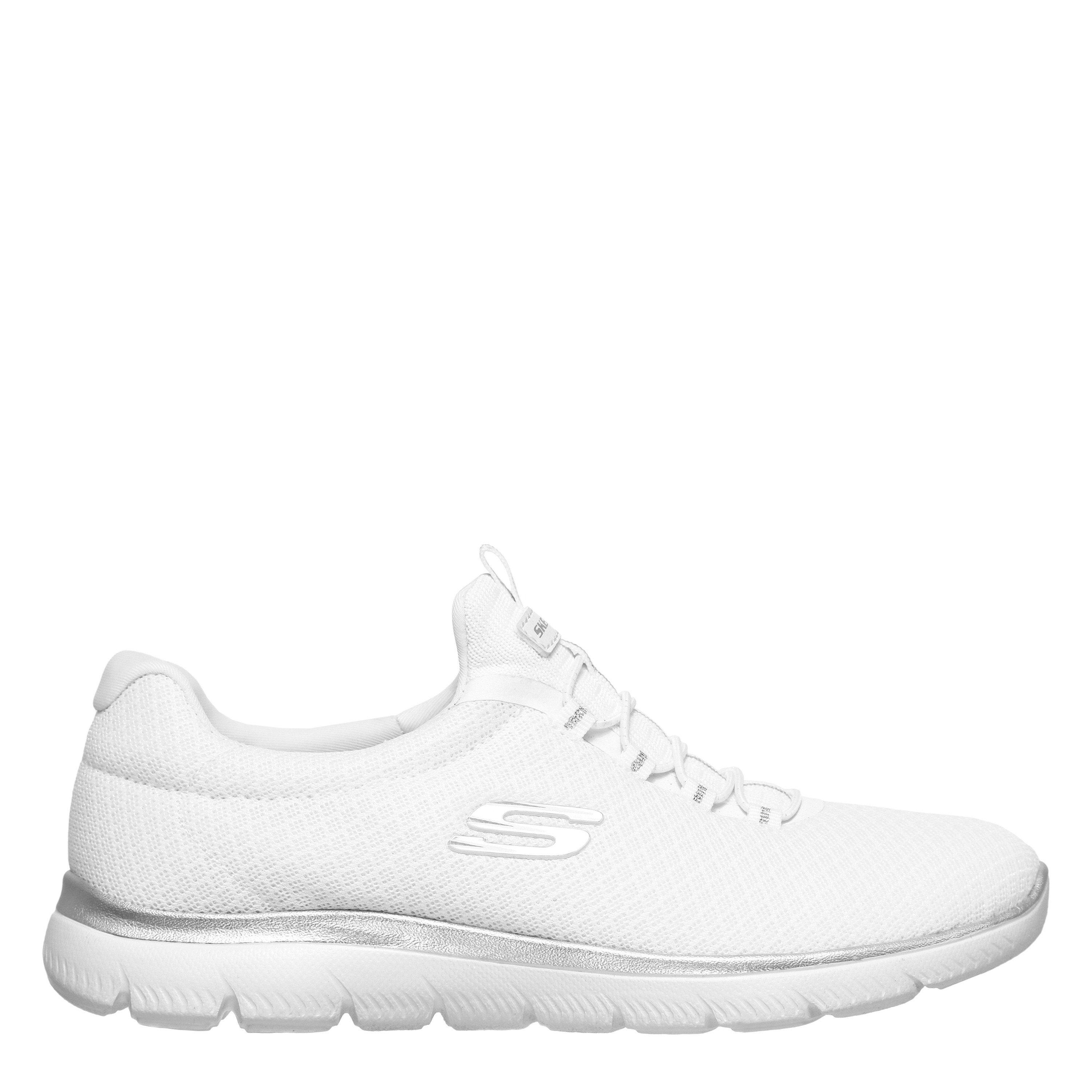 White/Silver - Skechers - Kids' Slip On Runners - 4