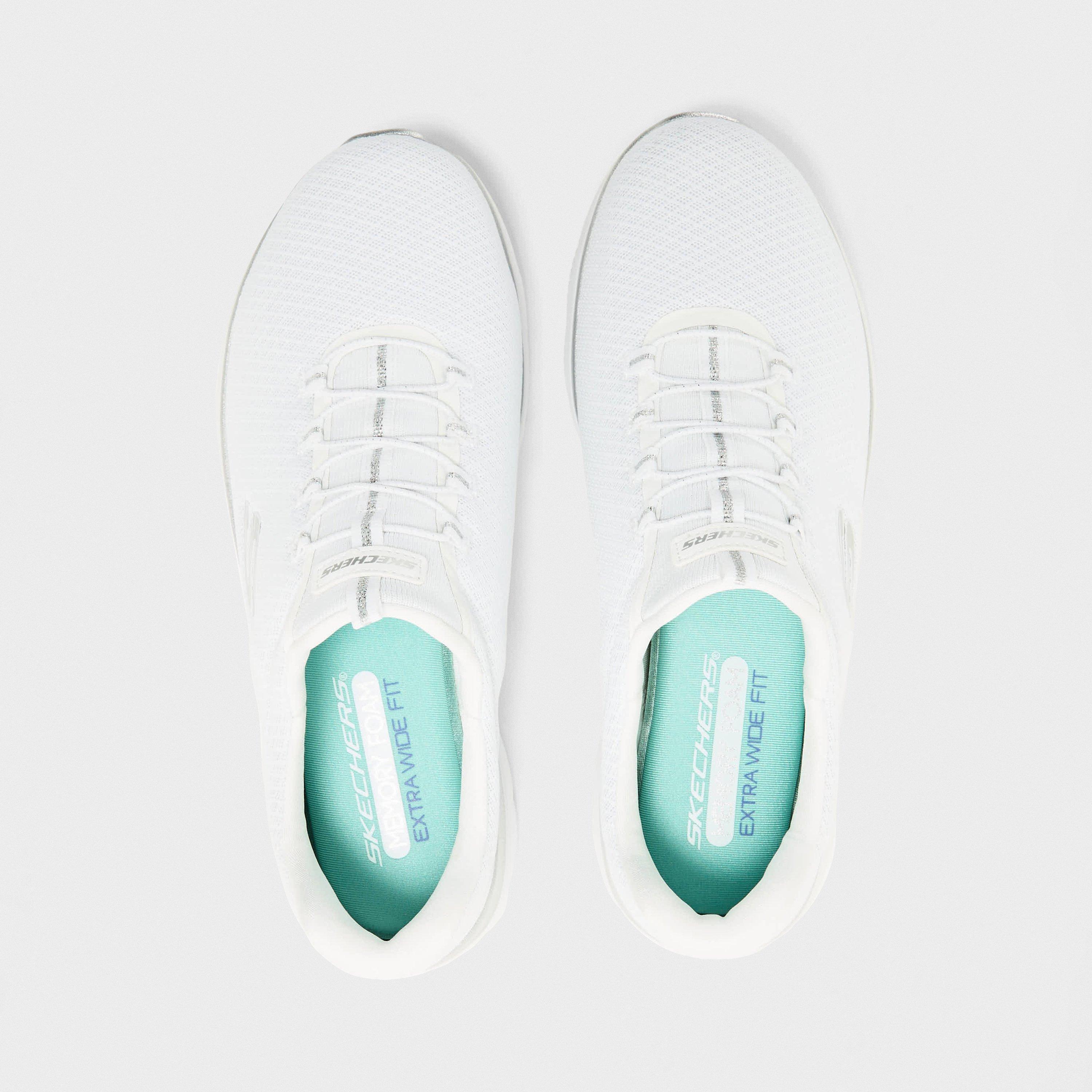 White/Silver - Skechers - Slip On Runners - 4