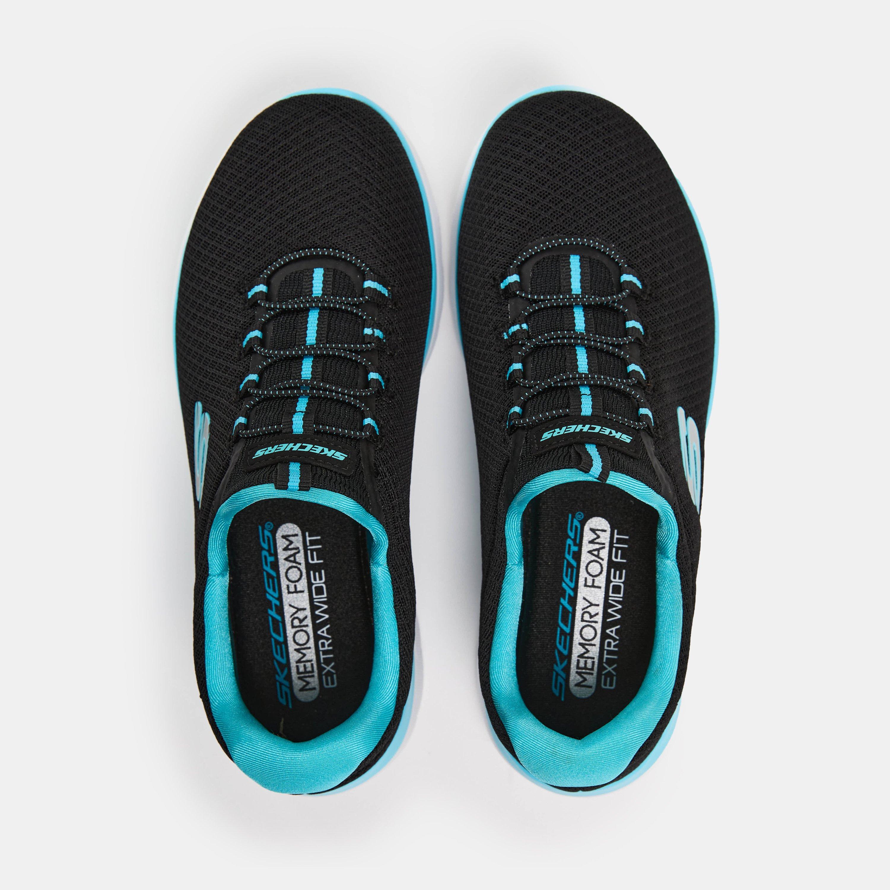 Zwart/Turquoise - Skechers - Slip On Runners - 4