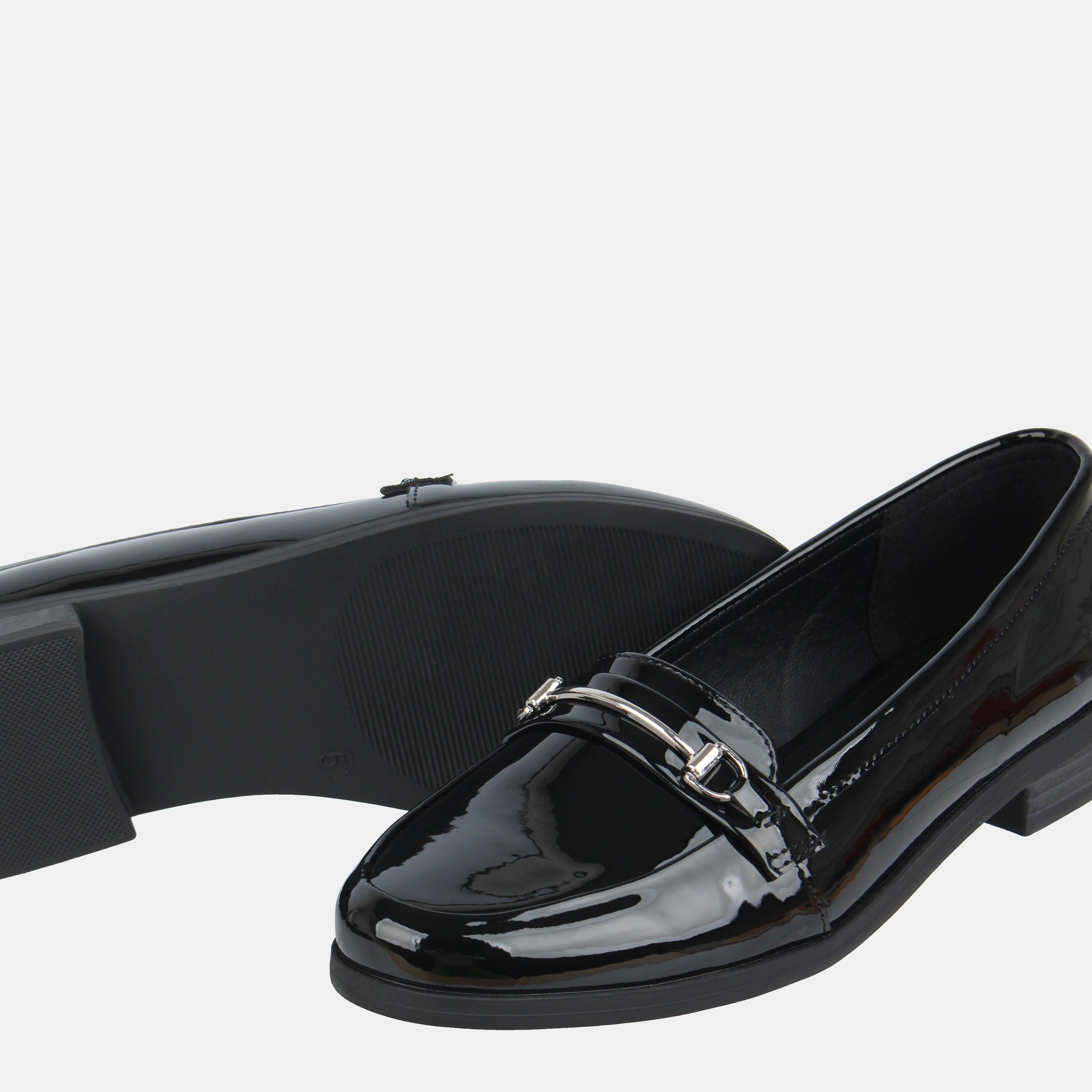 Schwarz Lack - Miso - Bar Junior Girls Loafers - 3