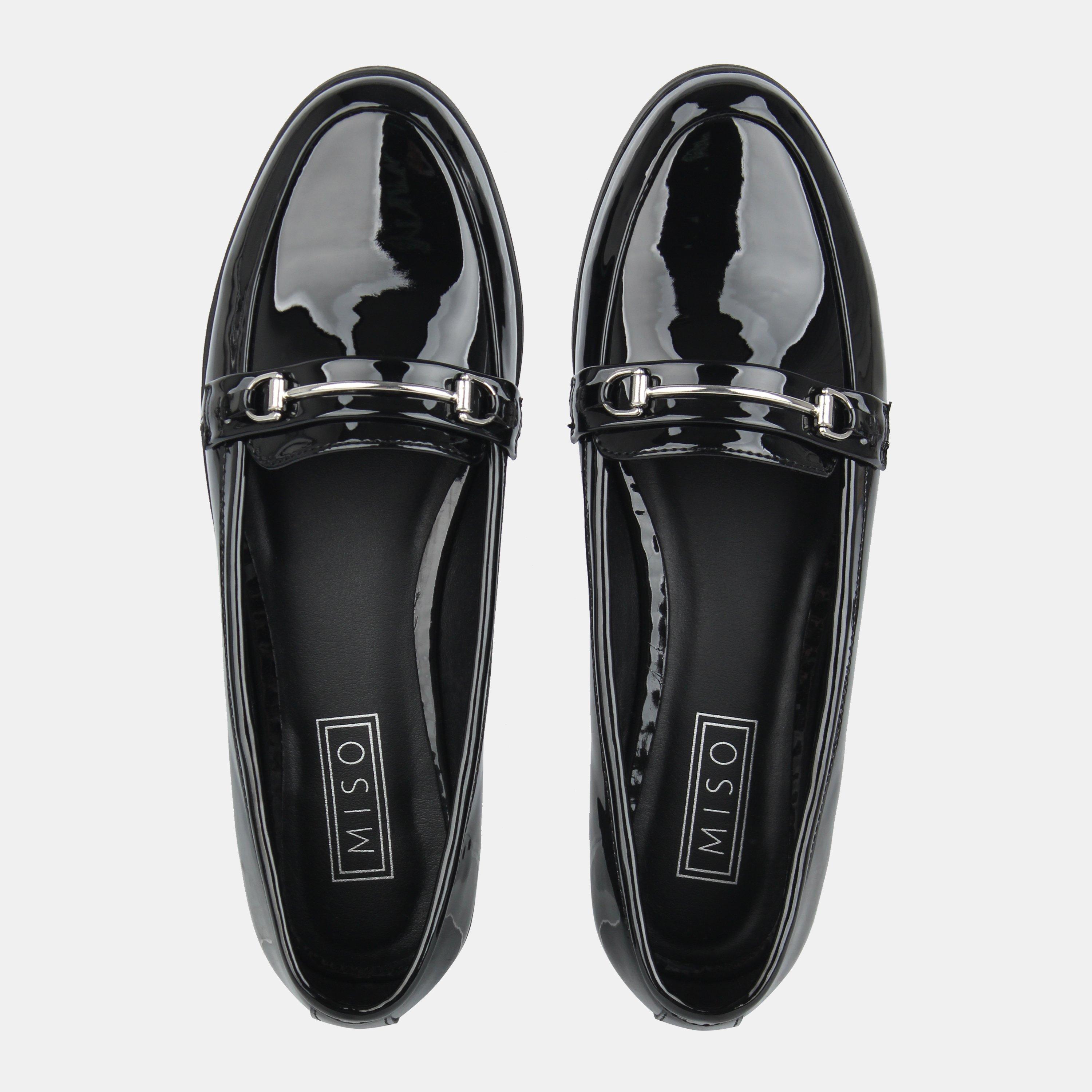 Schwarz Lack - Miso - Bar Junior Girls Loafers - 4