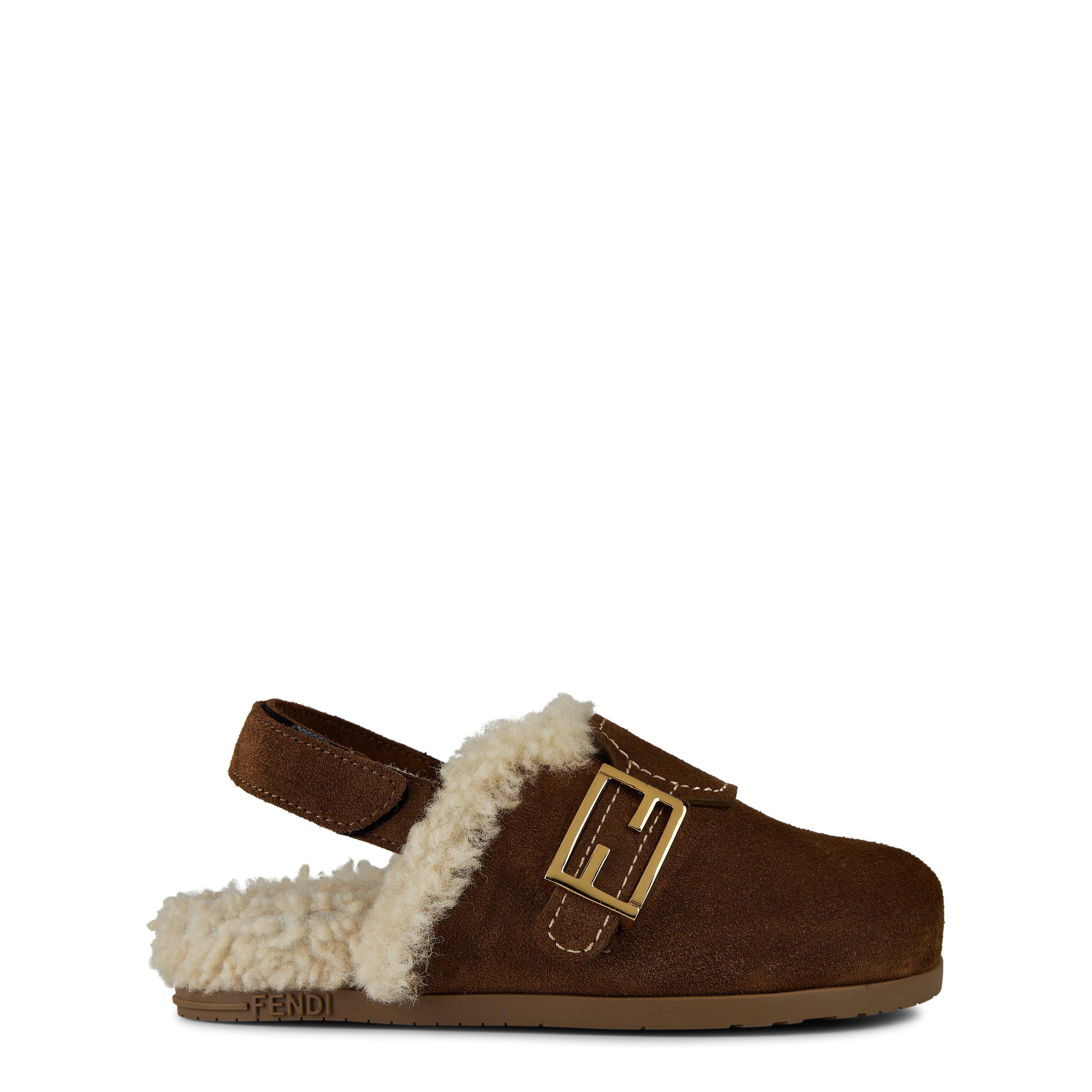 Brown F1LSB - Fendi - Shearling Ff Mules Juniors - 1