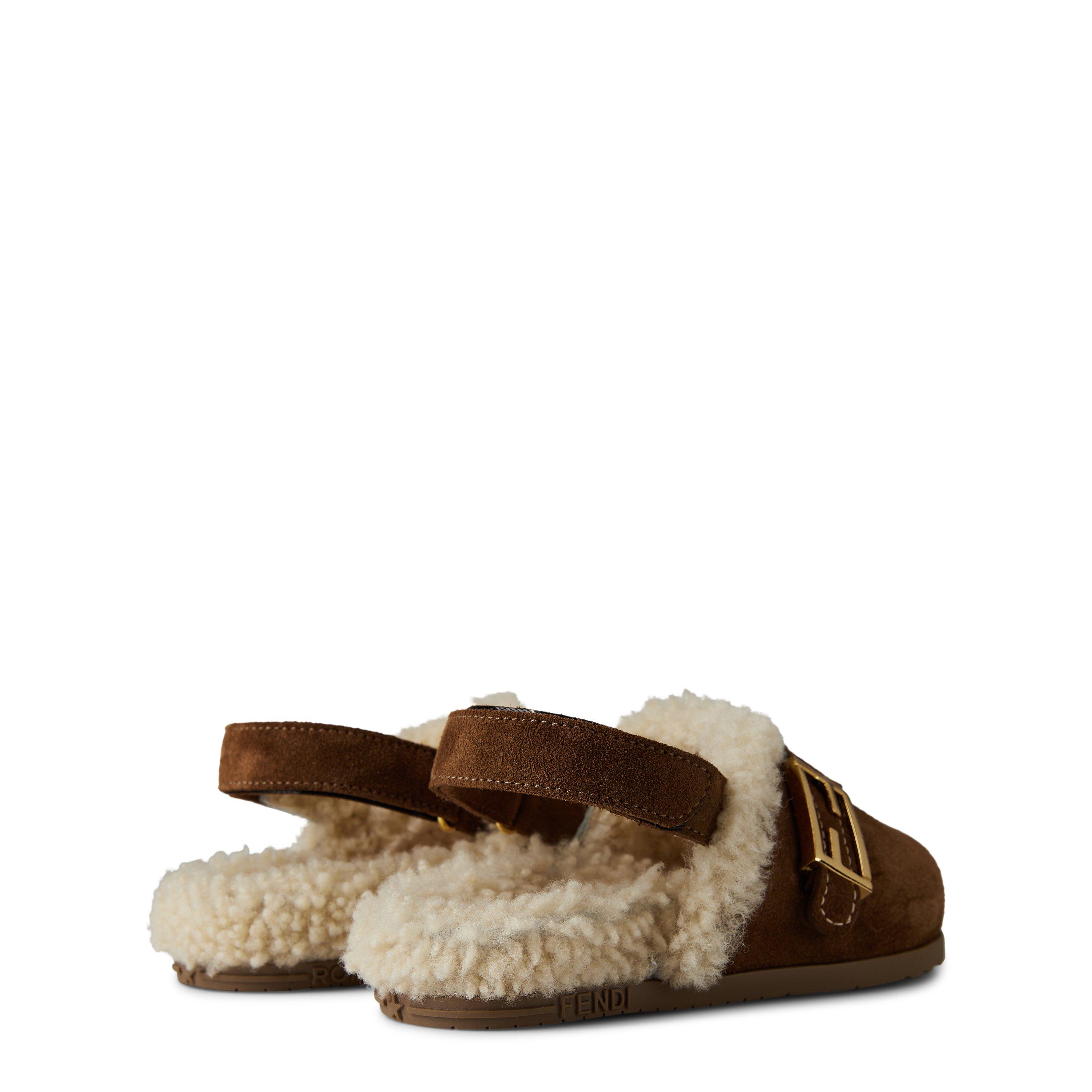 Brown F1LSB - Fendi - Shearling Ff Mules Juniors - 4