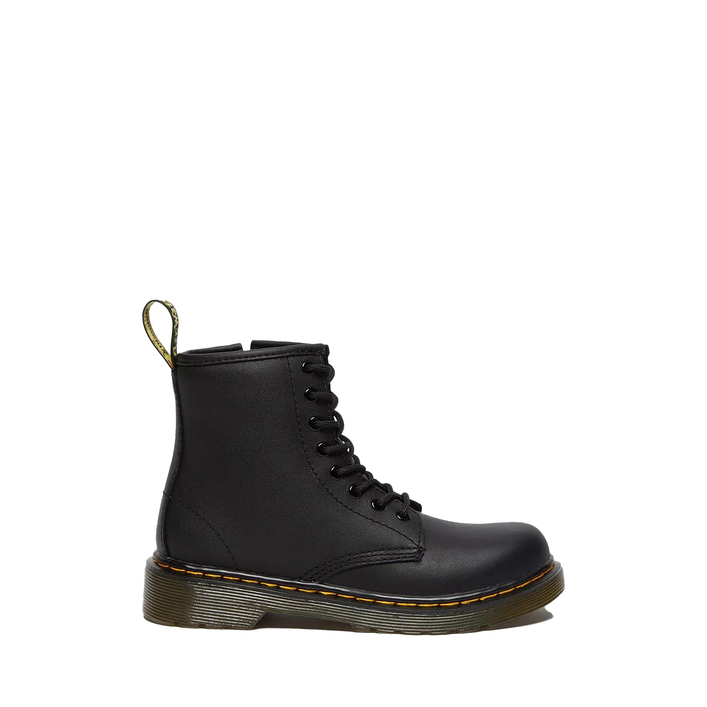 Black - Dr Martens - Kids' Softy T Leather Lace Up Biker Boots - 1