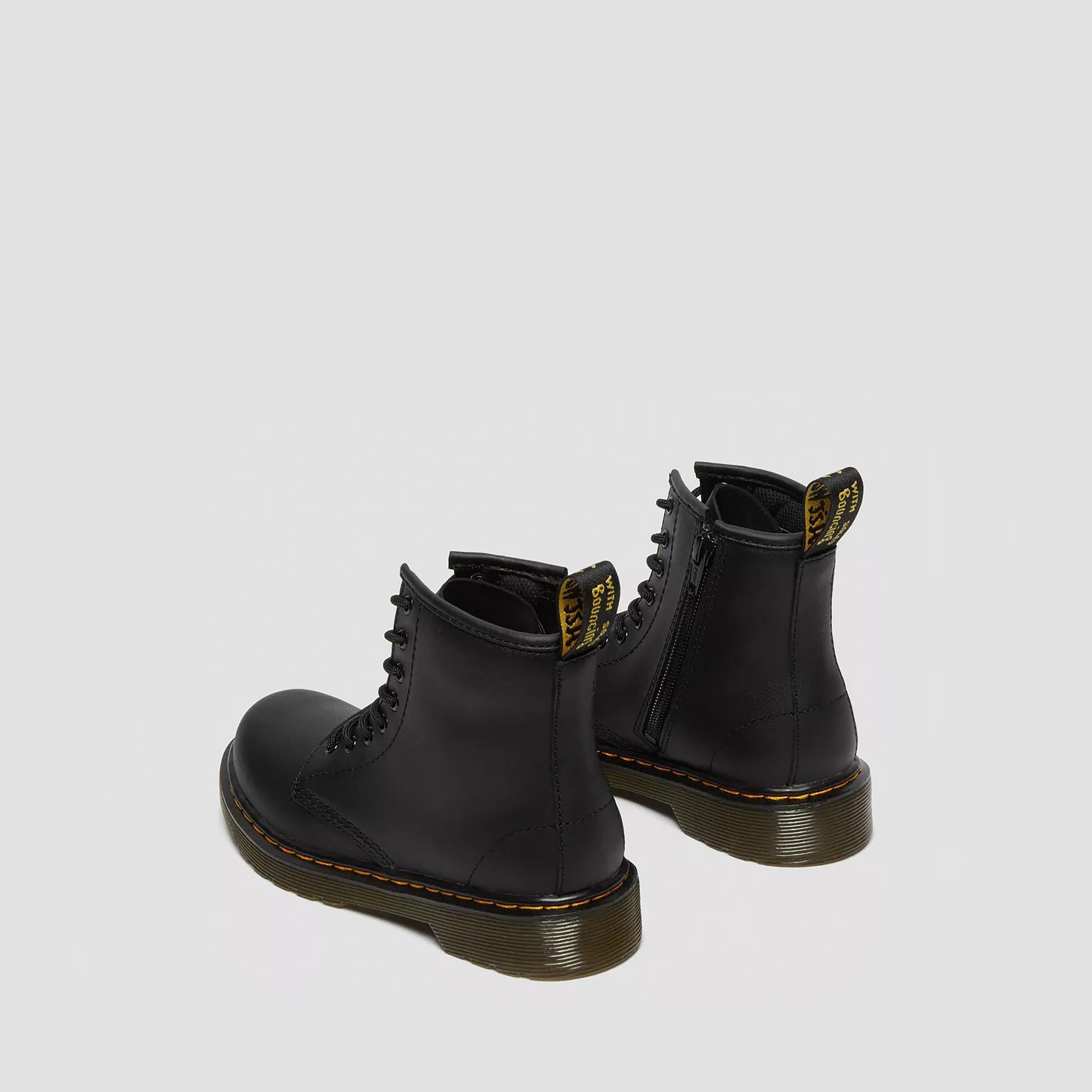 Black - Dr Martens - Kids' Softy T Leather Lace Up Biker Boots - 4