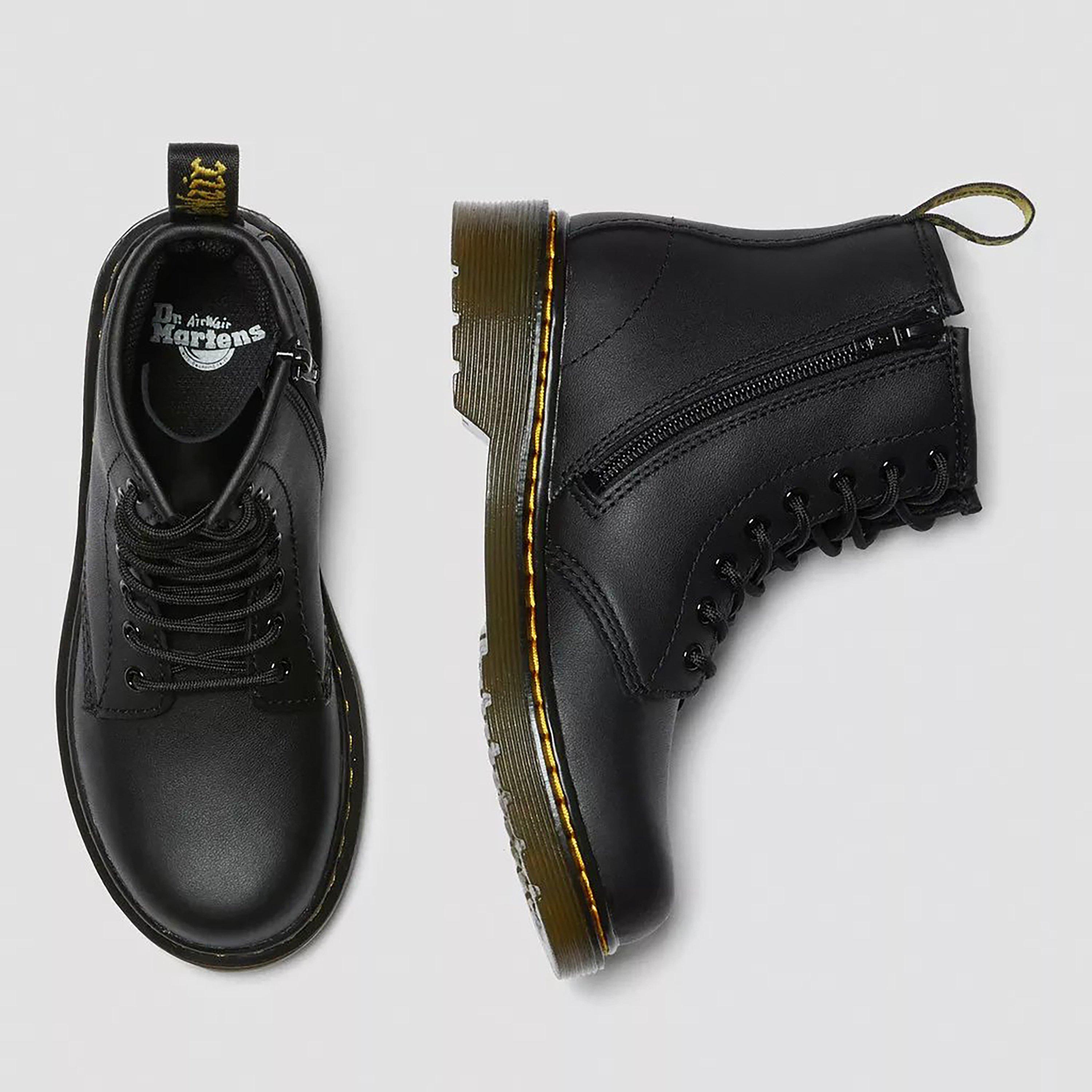 Black - Dr Martens - Kids' Softy T Leather Lace Up Biker Boots - 5