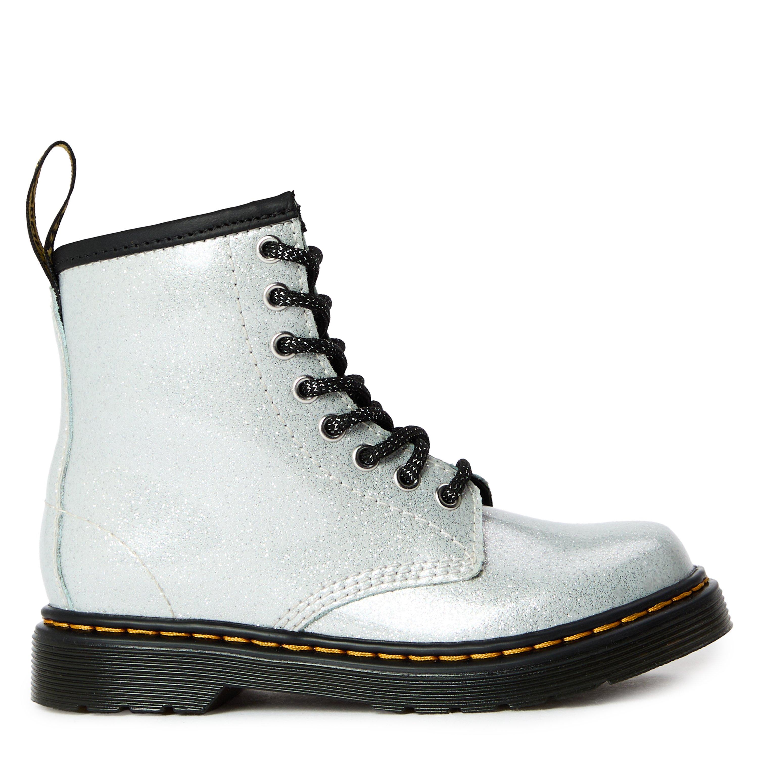 Silver - Dr Martens - Kids' Softy T Leather Lace Up Biker Boots - 1