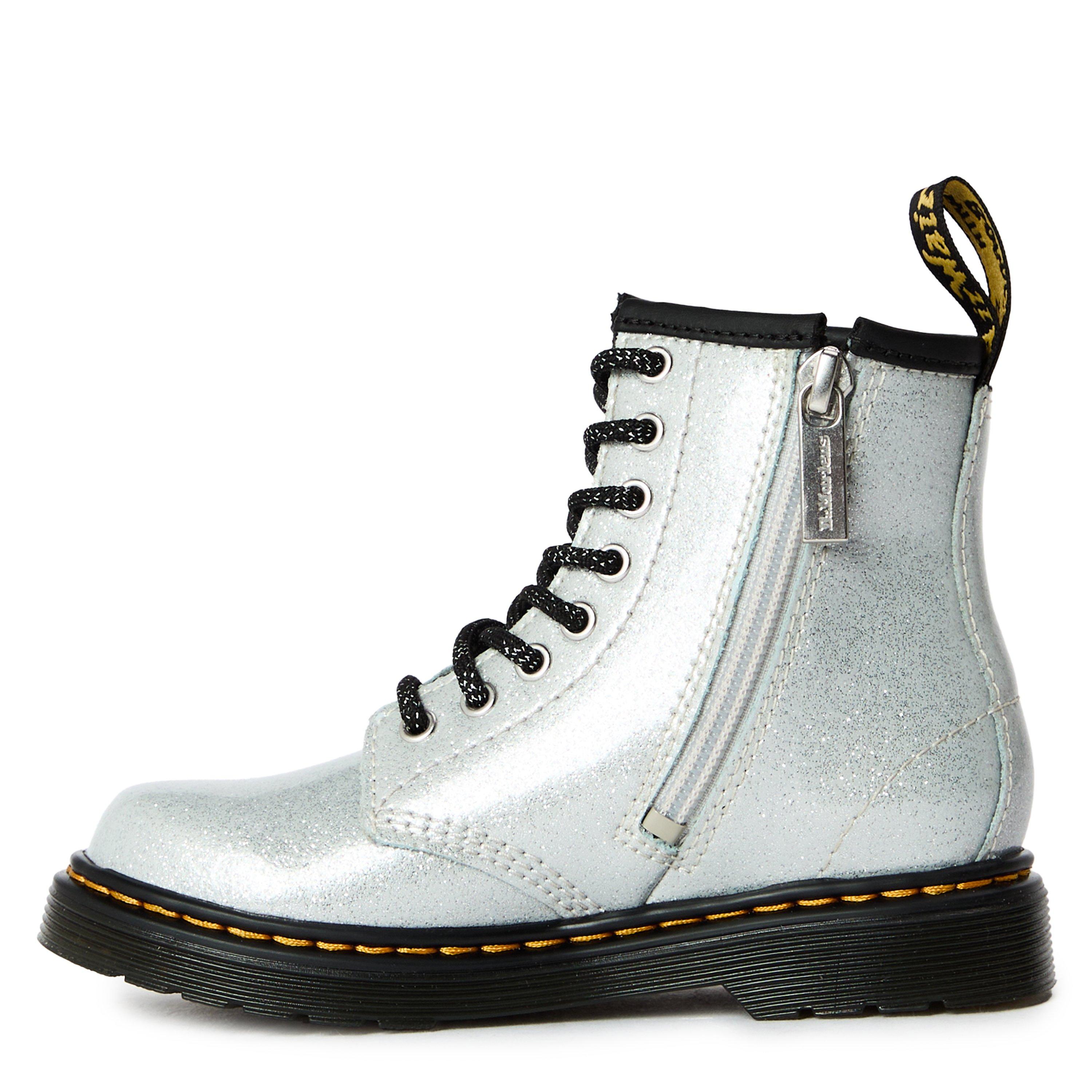 Silver - Dr Martens - Kids' Softy T Leather Lace Up Biker Boots - 2
