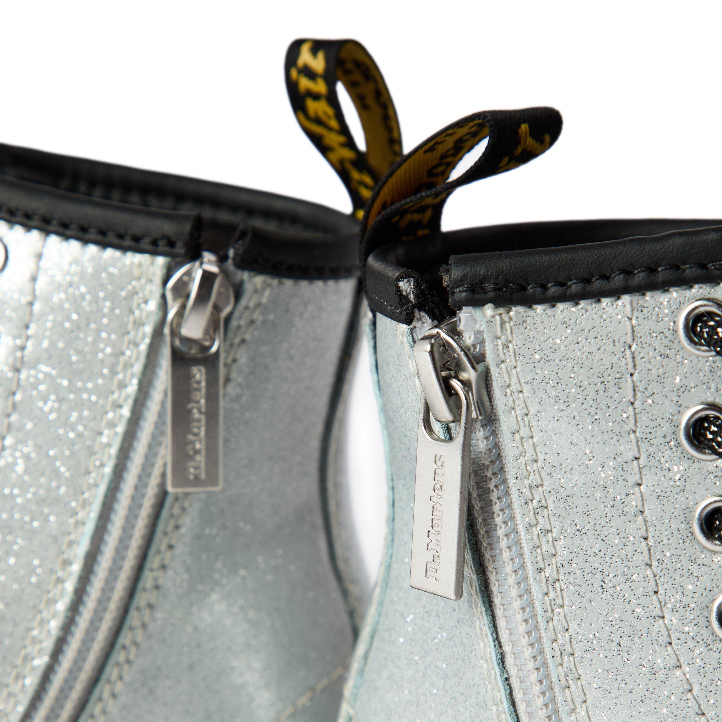 Silver - Dr Martens - Kids' Softy T Leather Lace Up Biker Boots - 3