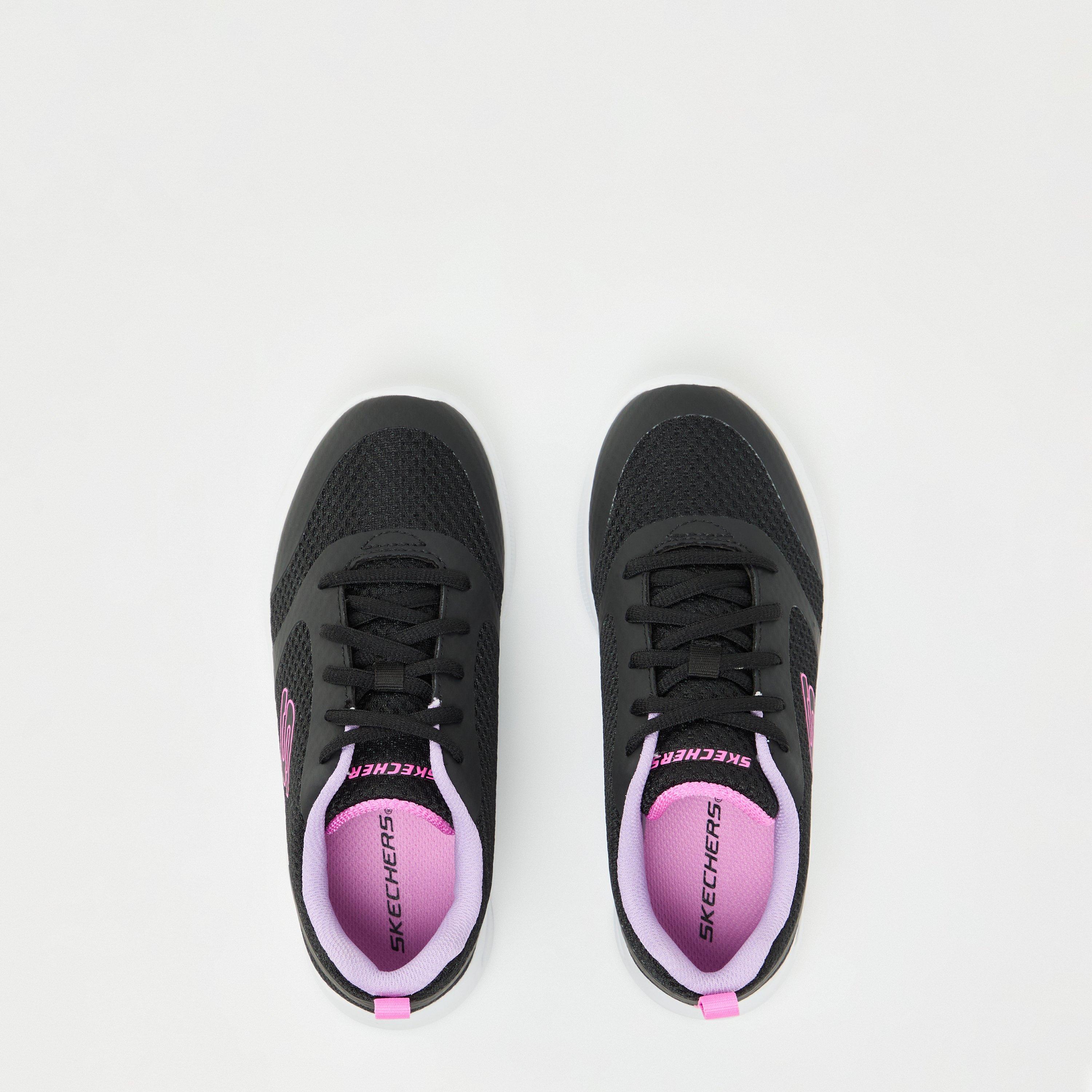 Black/Lavender - Skechers - Lace Up Ombre Sneaker W Midsole Pai Runners Girls - 6