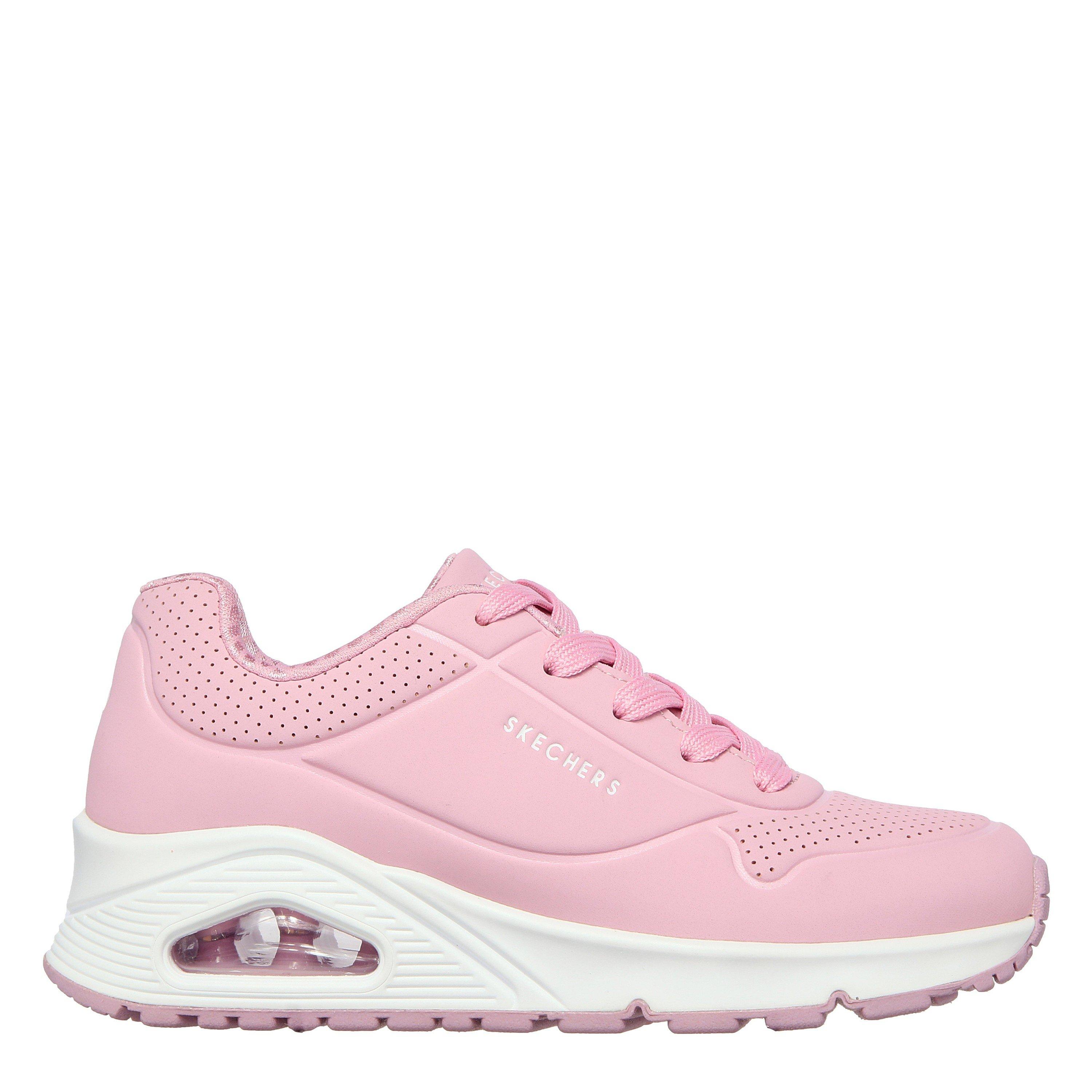 Rosa/Branco - Skechers - Uno Stand On Air Junior Girls Trainers - 1