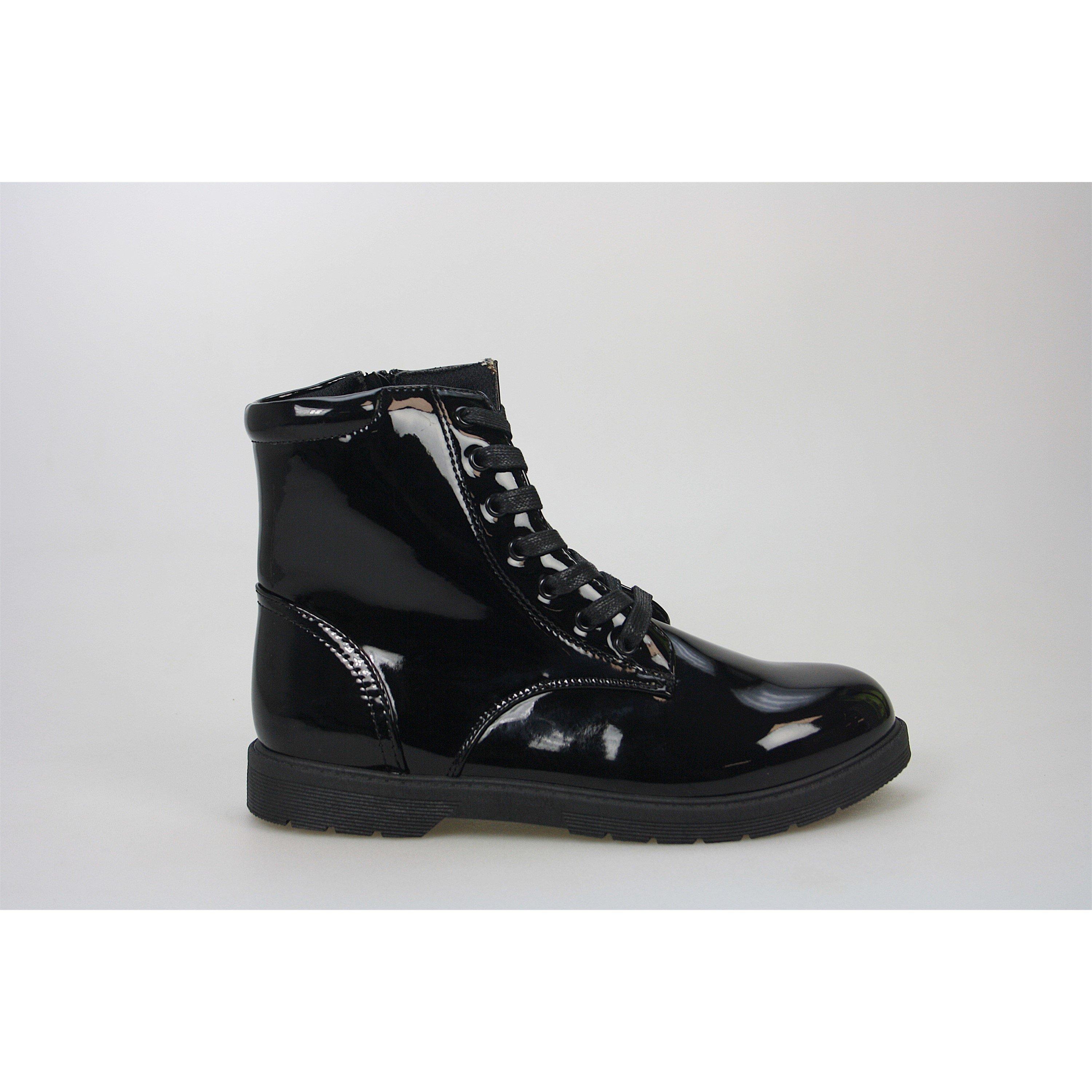 Black - Buckle My Shoe - Kids' Lace Up Flat Ankle Boots - 1