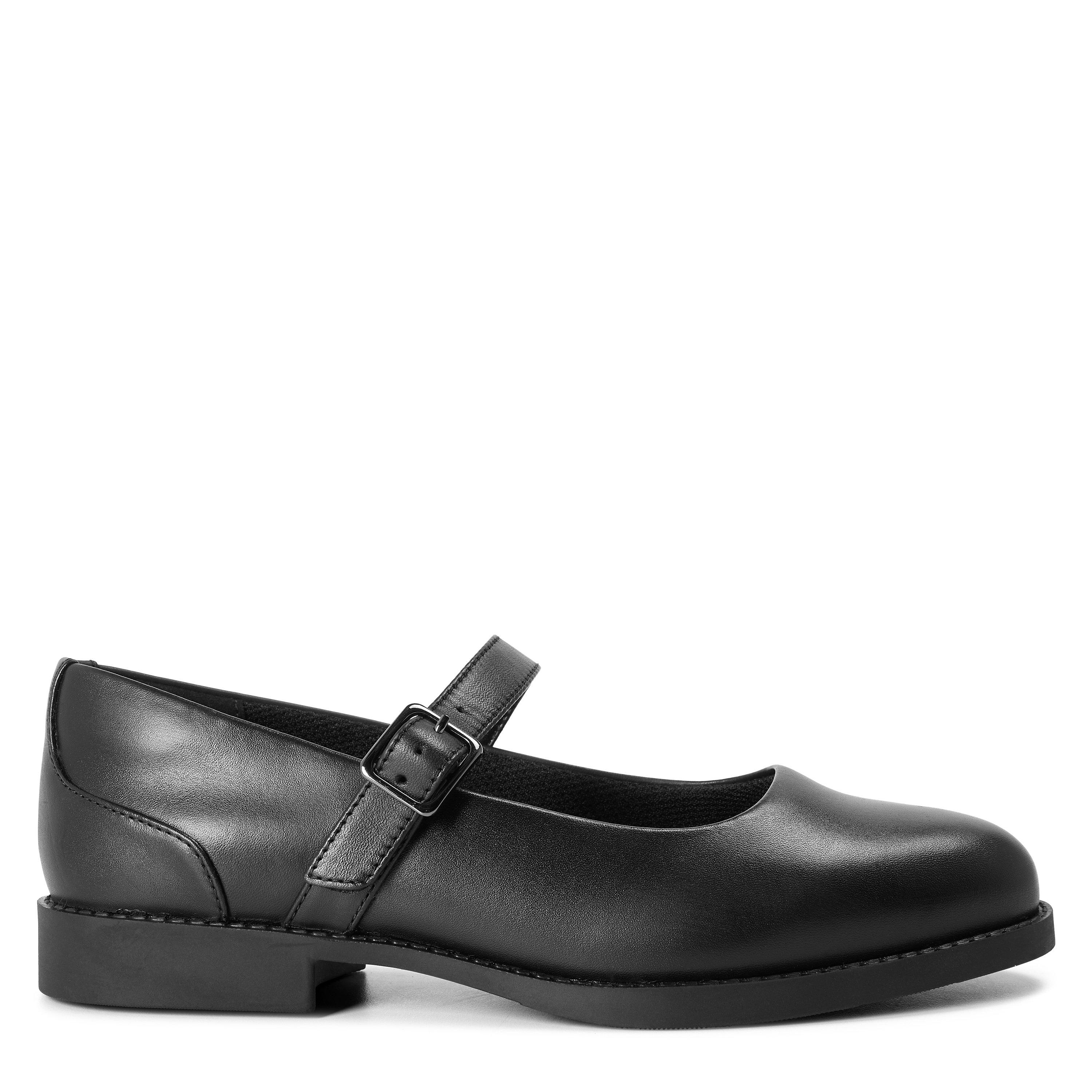 Clarks Girls Kids' Tapa Skip Leather Ballet Pumps - Black - 7 (40)