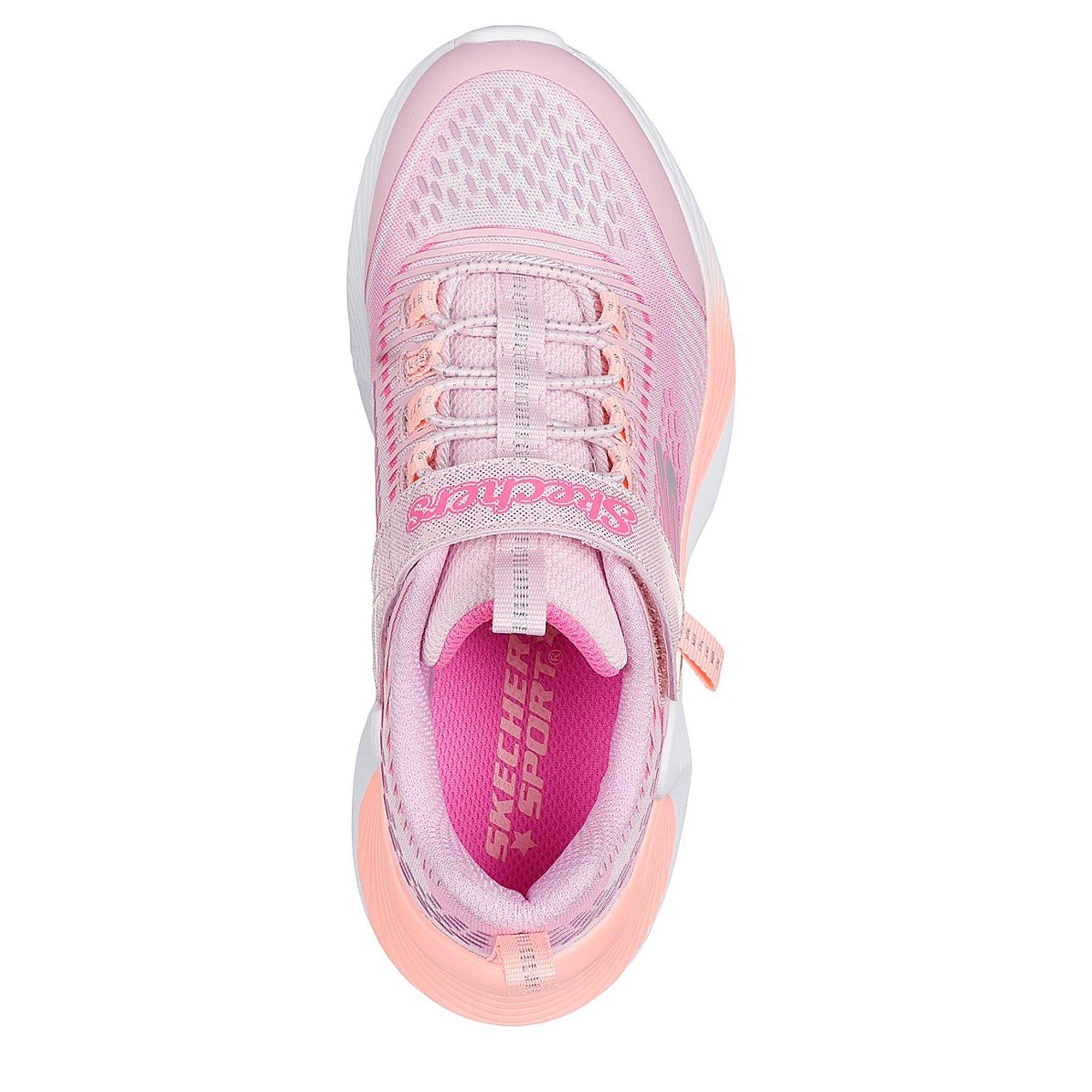 Pink/Multi - Skechers - Bungee And Strap Sparkle Mesh Print Runners Girls - 5