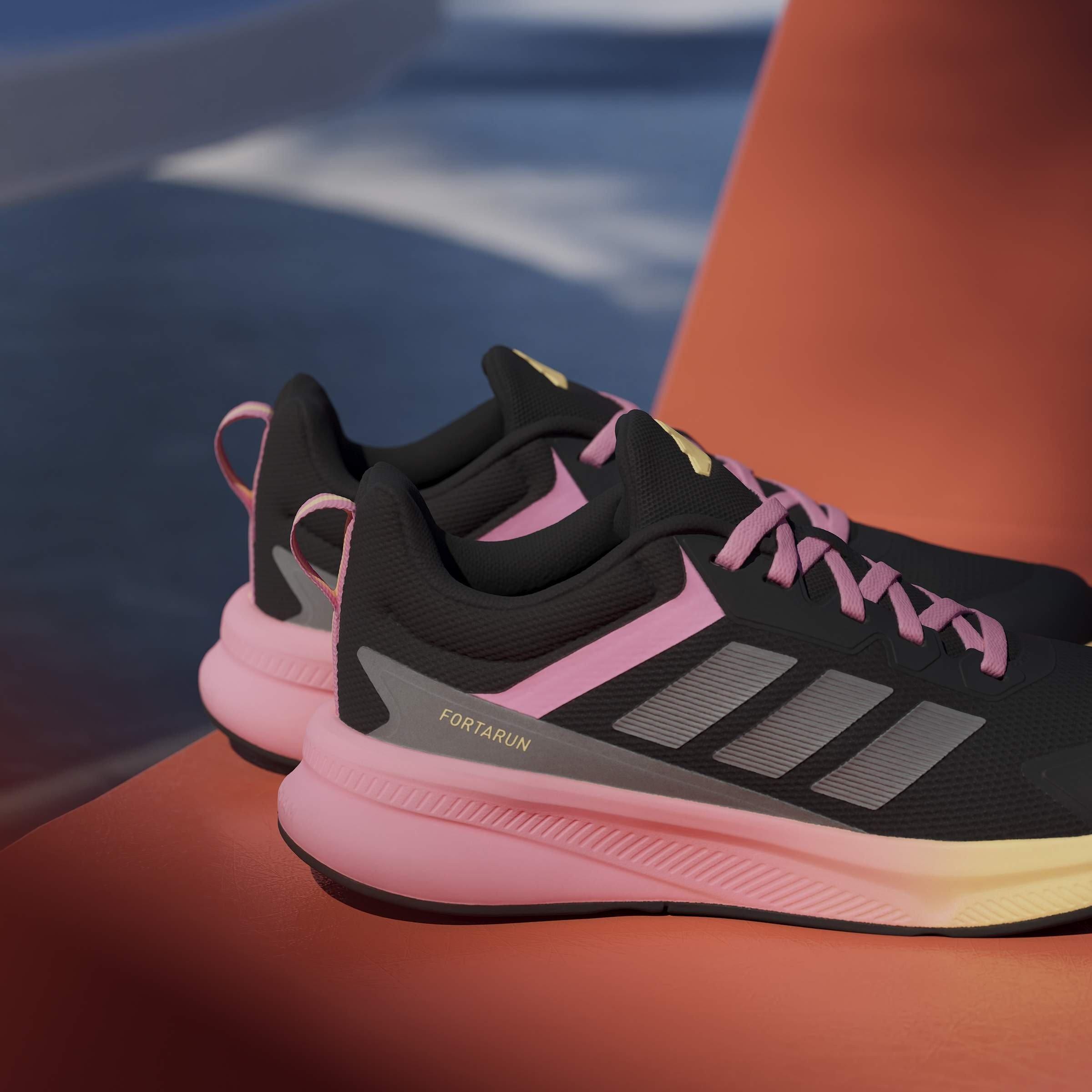 Black/Met/Pink - adidas - Kids' FortaRun 4.0 Runners - 16