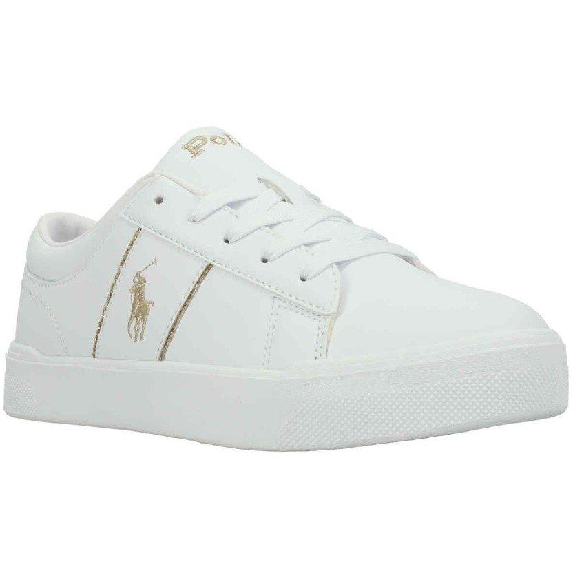 Polo Ralph Lauren Kids' Low-Top Trainers - White/Gold - Size 4.5 (37)