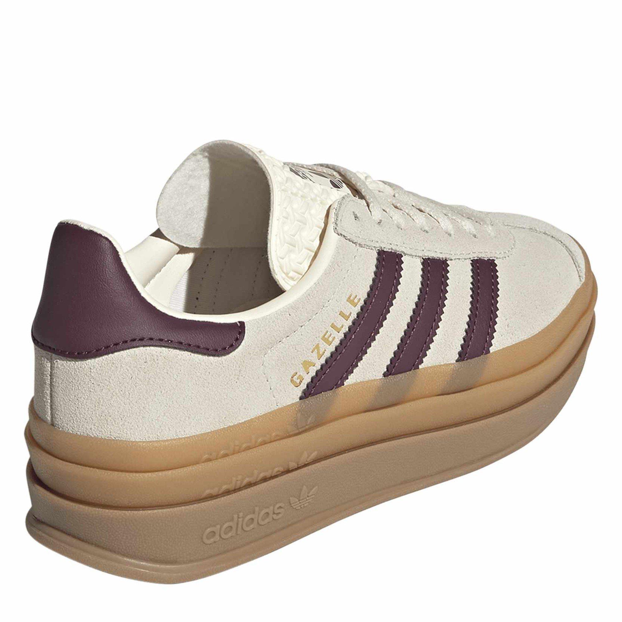 White/Maroon - adidas Originals - Kids' Gazelle Bold Low-Top Trainers - 4