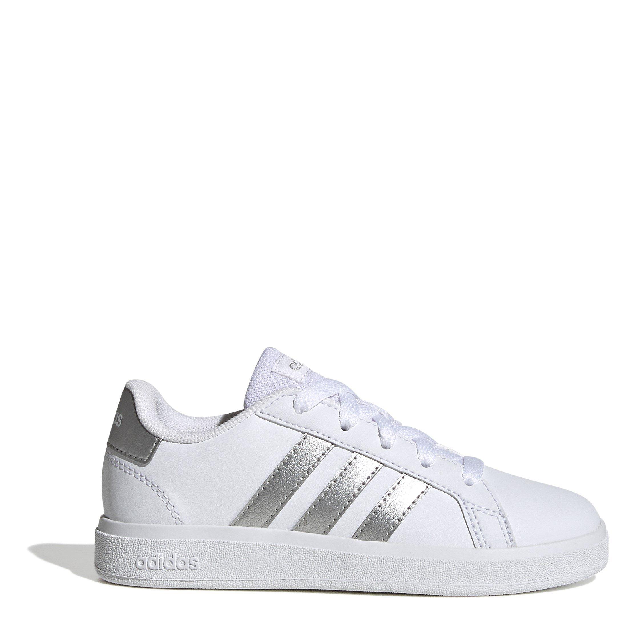 Adidas Girls Grand Court Trainers - White/ Silver - 5 (38)