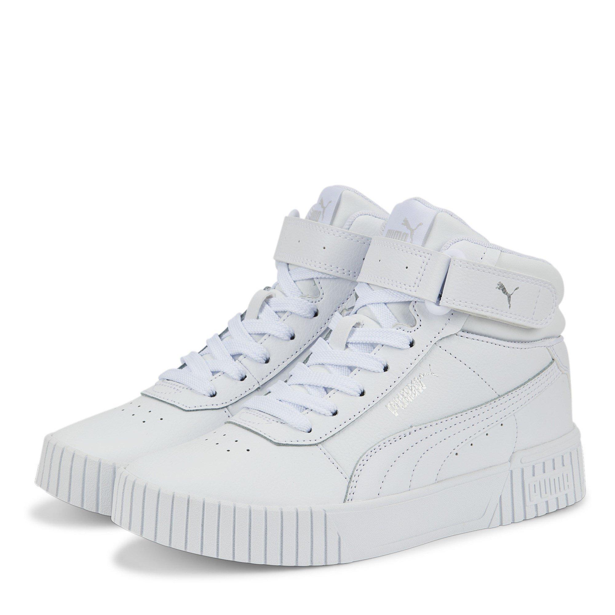 Triple White - Puma - Carina Mid Junior Girls High Top Trainers - 1