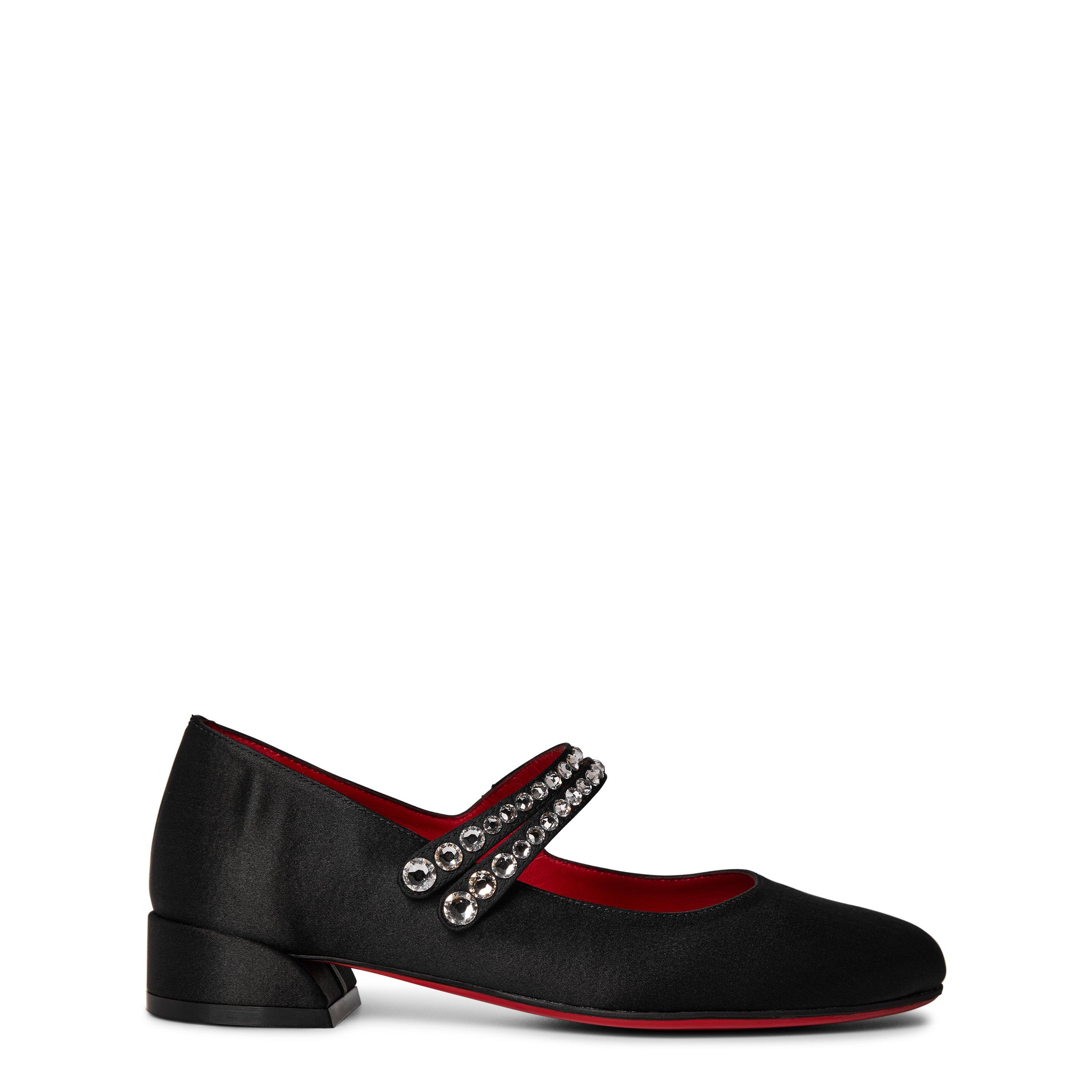 Black J323 - Christian Louboutin - Jane Fille Satin Crêpe Mary Jane Flats Juniors - 1