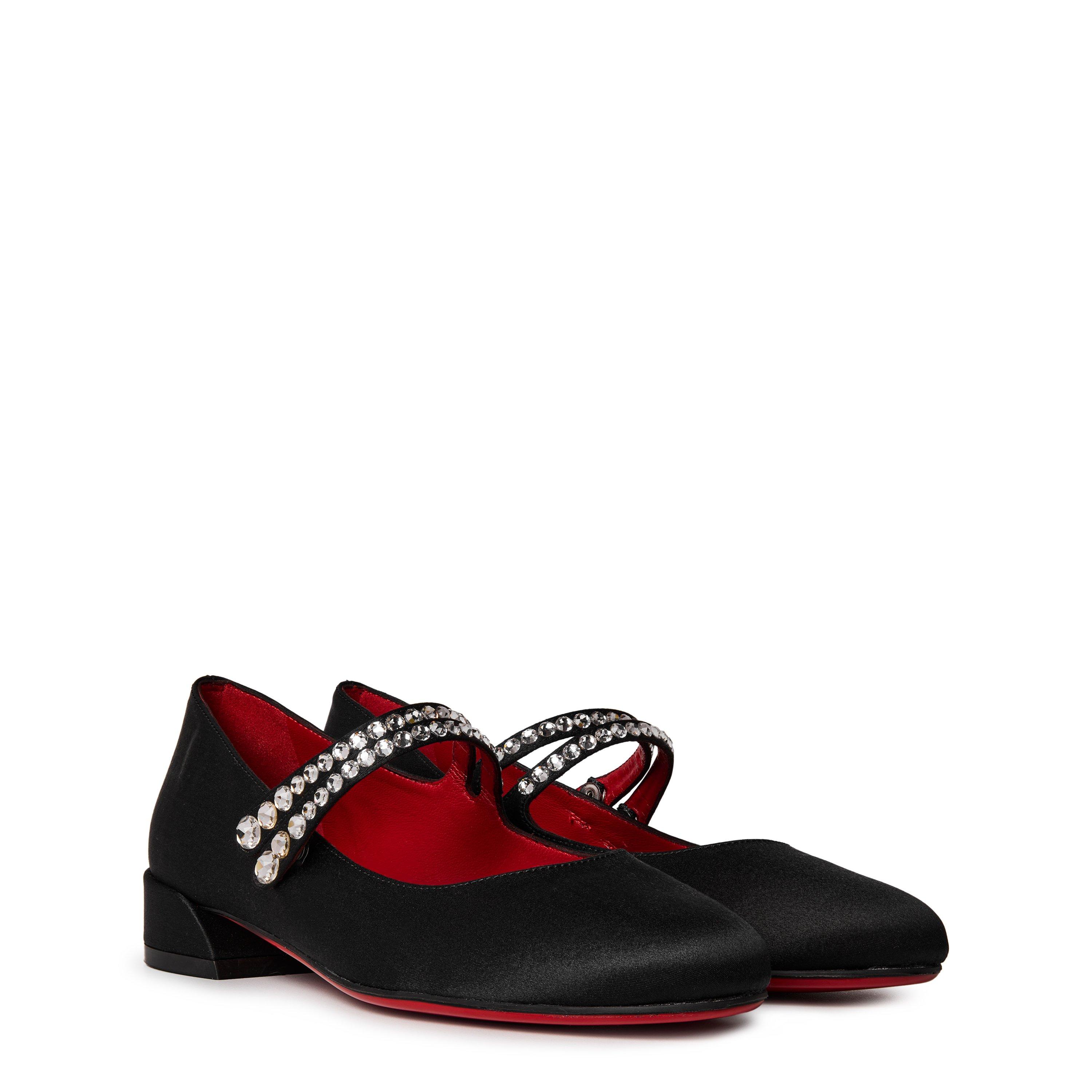 Black J323 - Christian Louboutin - Jane Fille Satin Crêpe Mary Jane Flats Juniors - 2