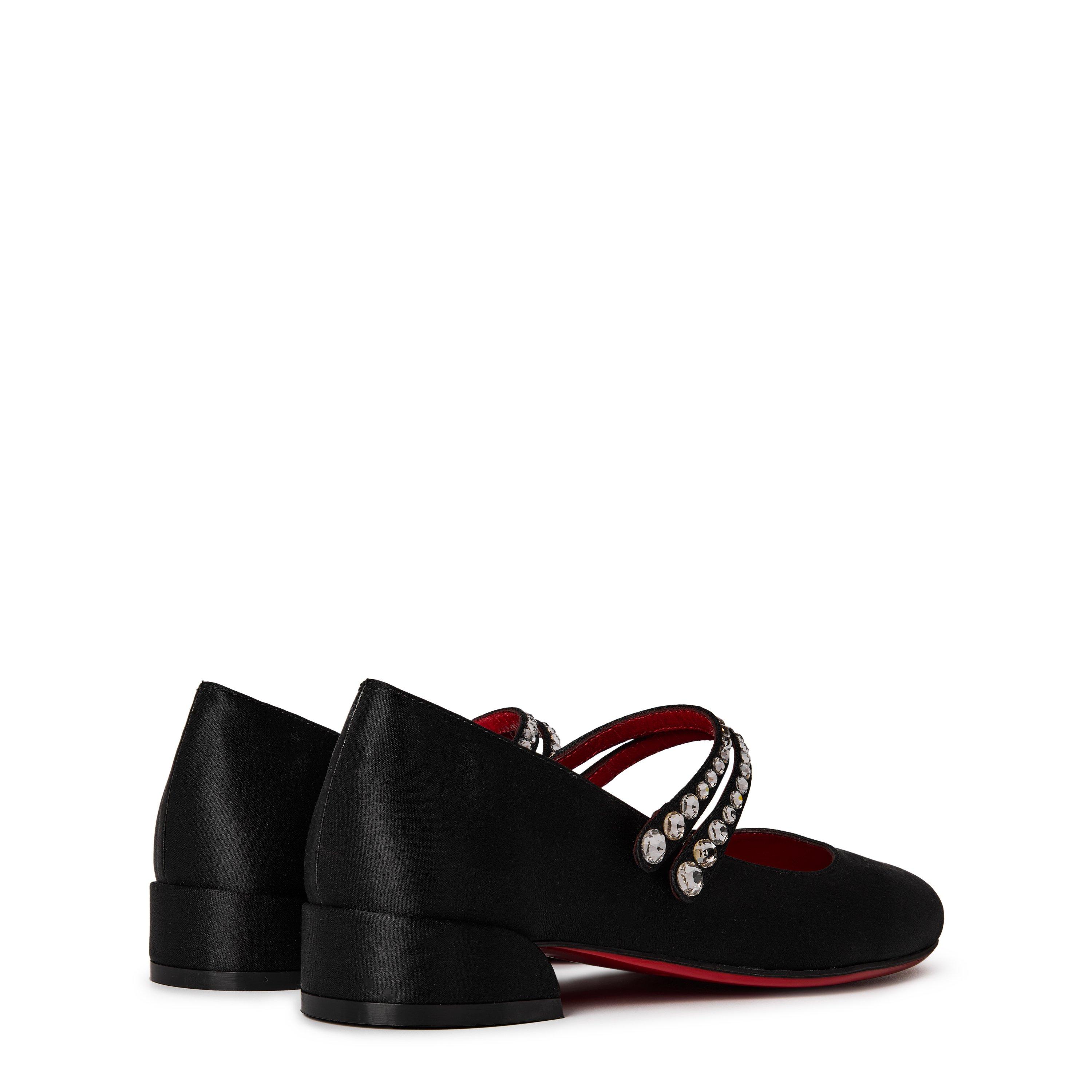Black J323 - Christian Louboutin - Jane Fille Satin Crêpe Mary Jane Flats Juniors - 3