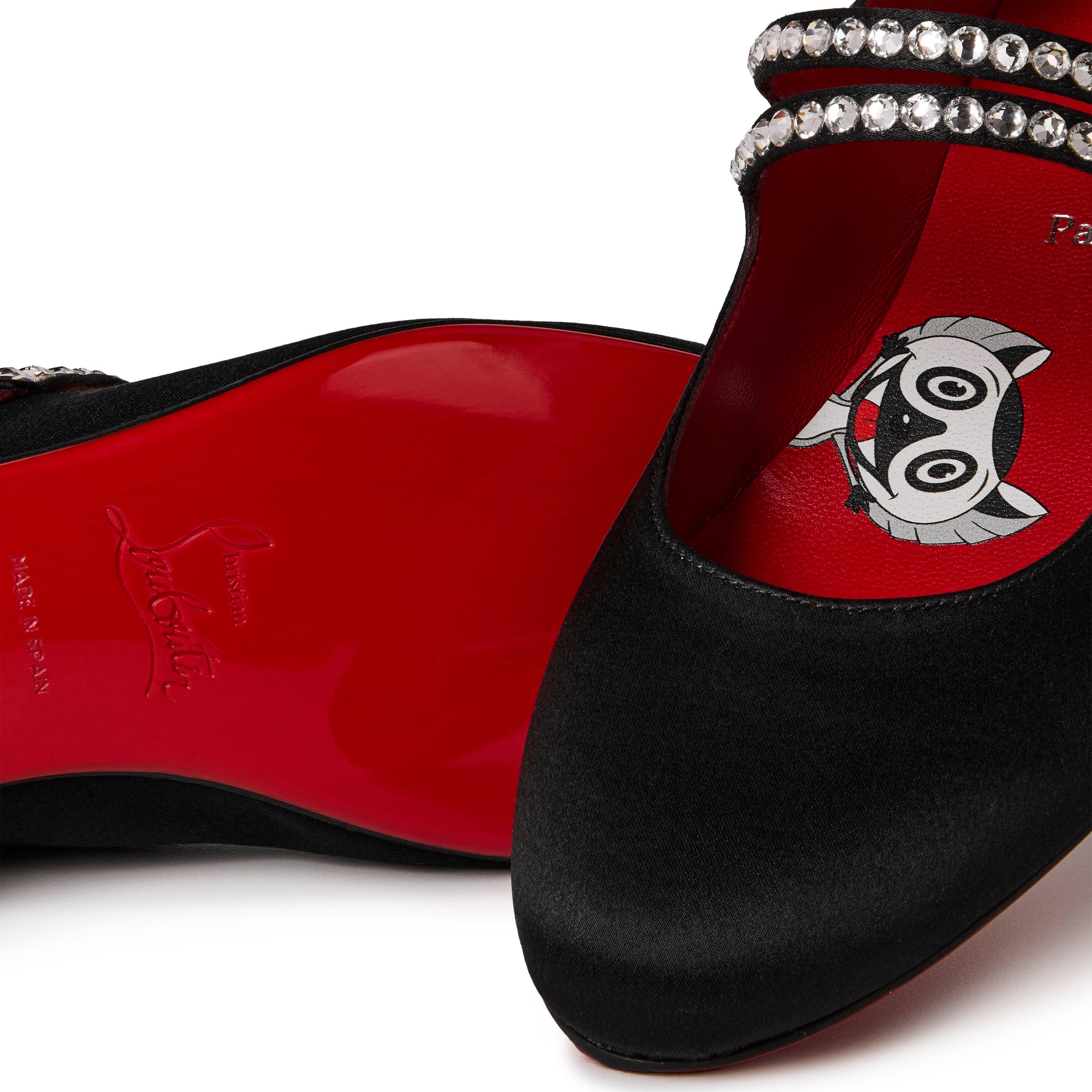 Black J323 - Christian Louboutin - Jane Fille Satin Crêpe Mary Jane Flats Juniors - 4