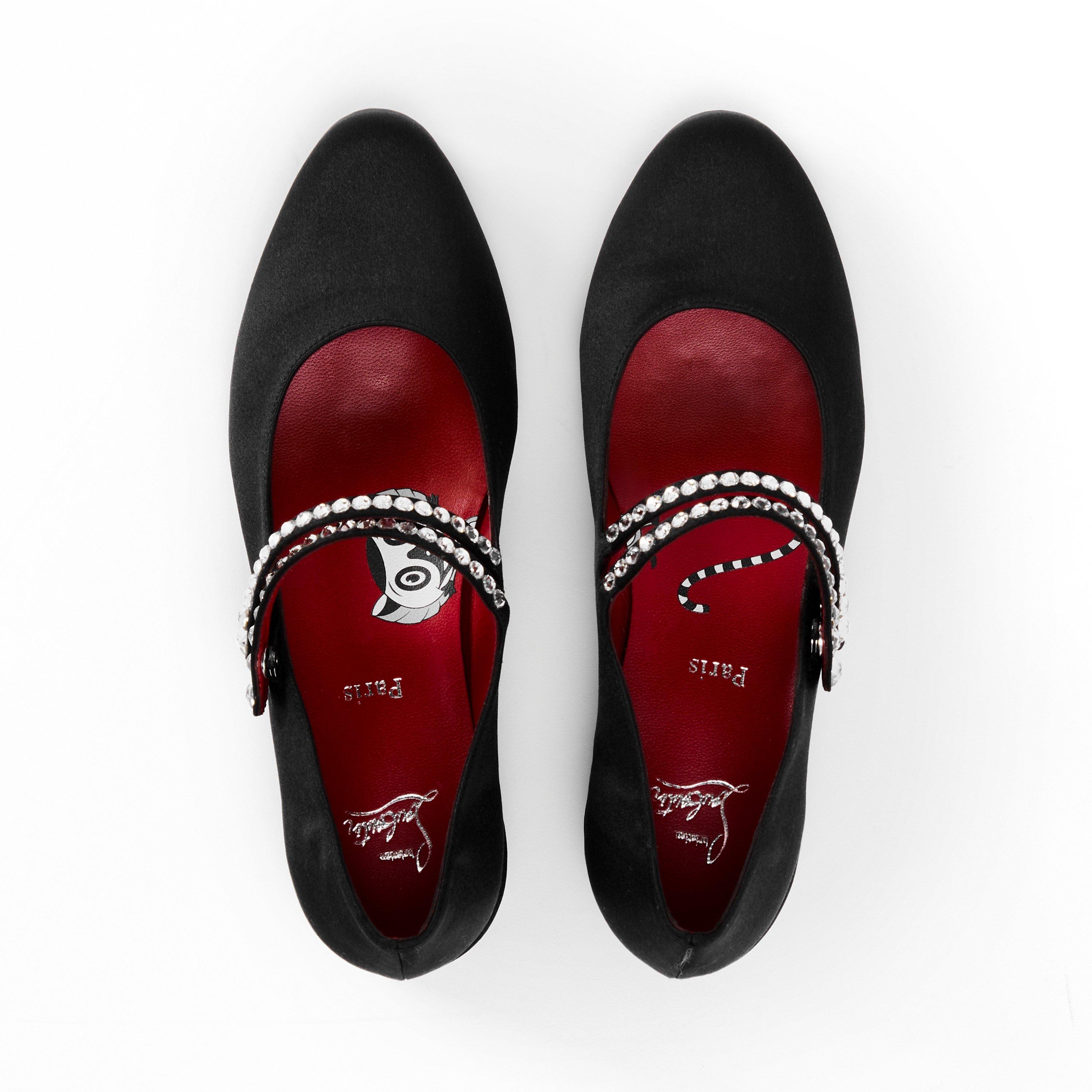 Black J323 - Christian Louboutin - Jane Fille Satin Crêpe Mary Jane Flats Juniors - 7