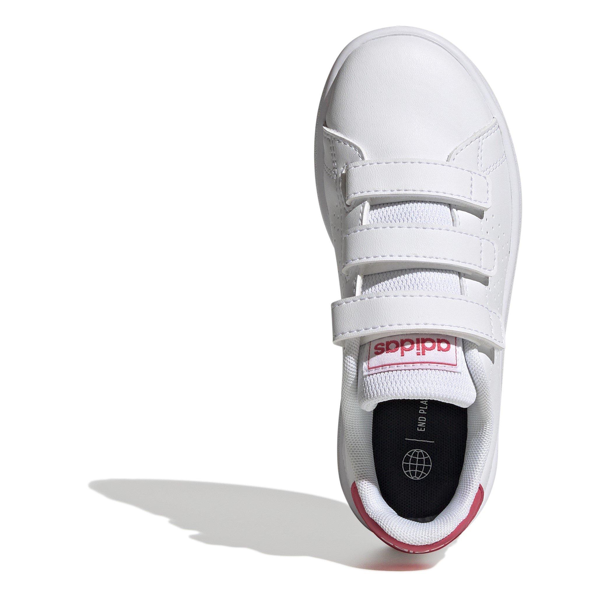 Branco/Rosa - adidas - Advantage Court Lifestyle Hook-and-Loop Shoes Girls - 5