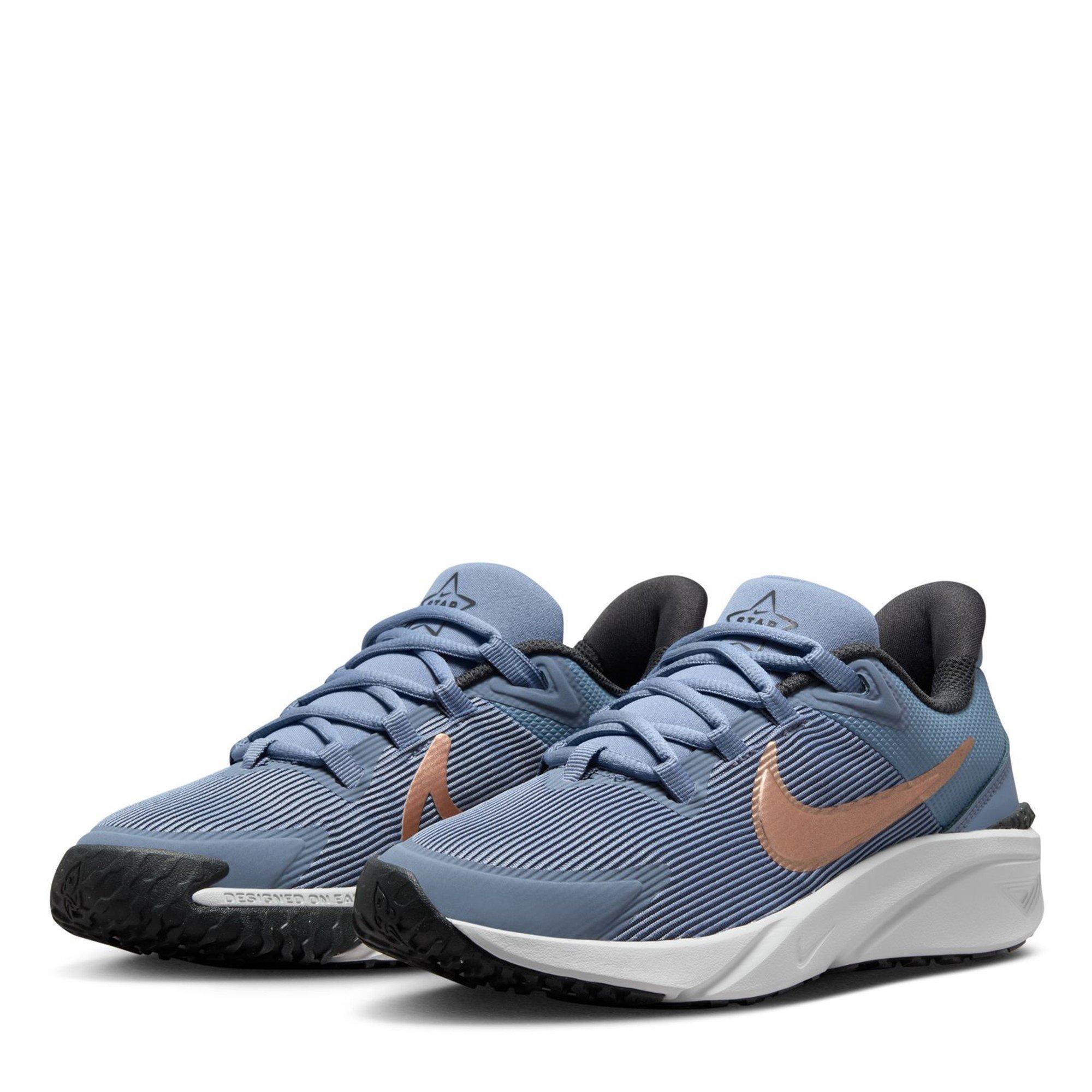 Grey/Pink - Nike - Star Runner 4 Big Kids Road Running Shoes - 3
