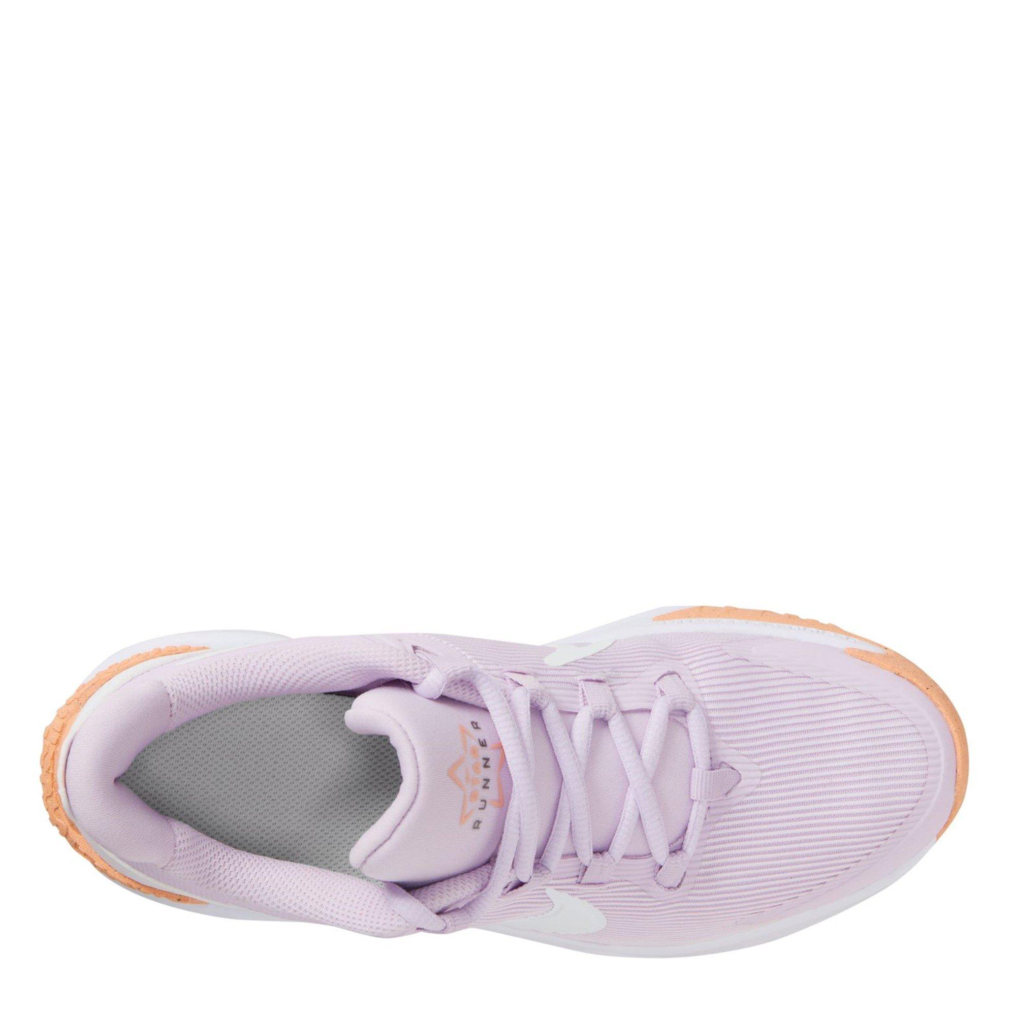 Siva/Apricot - Nike - Star Runner 4 Big Kids Road Running Shoes - 4