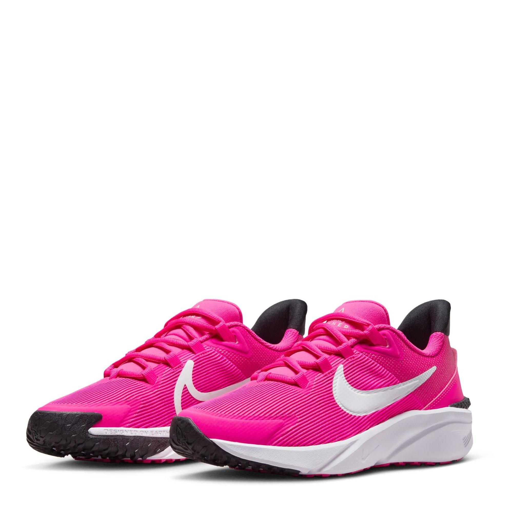 Pink/White - Nike - Star Runner 4 Big Kids Road Running Shoes - 3