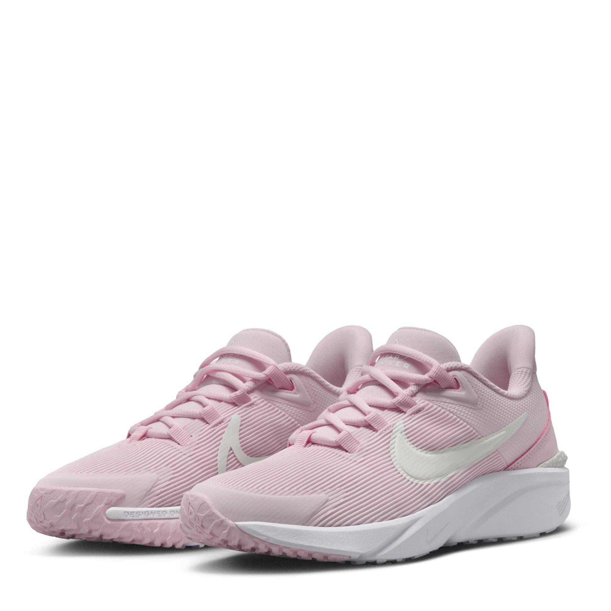 Pink/White - Nike - Star Runner 4 Big Kids Road Running Shoes - 4